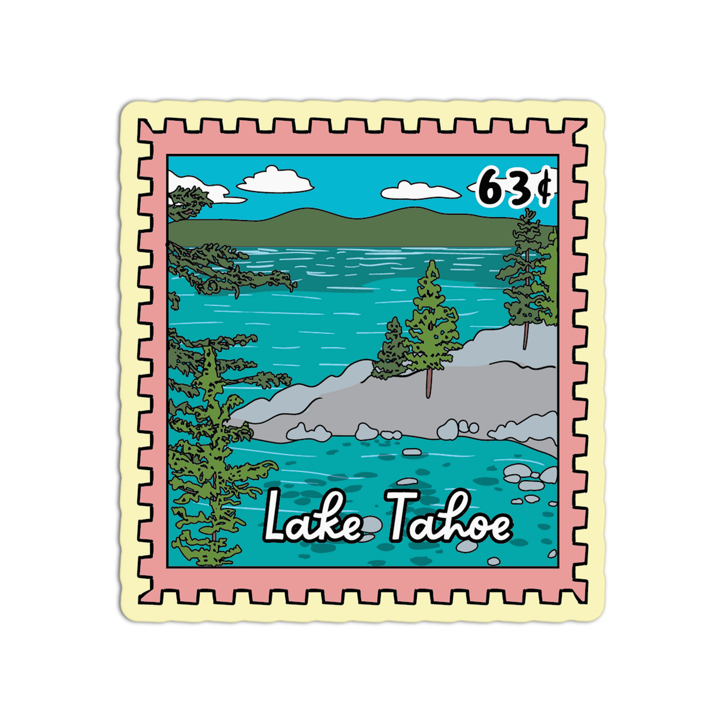 Lake Tahoe California Stamp Textured Stickers