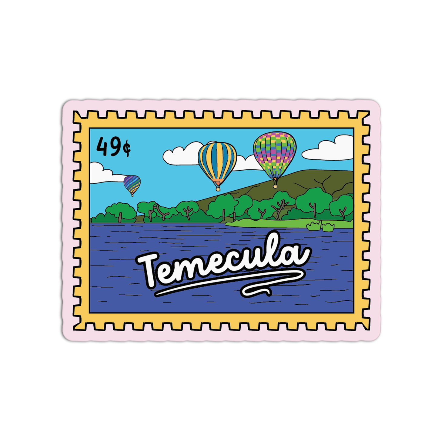 Temecula California Stamp Textured Stickers
