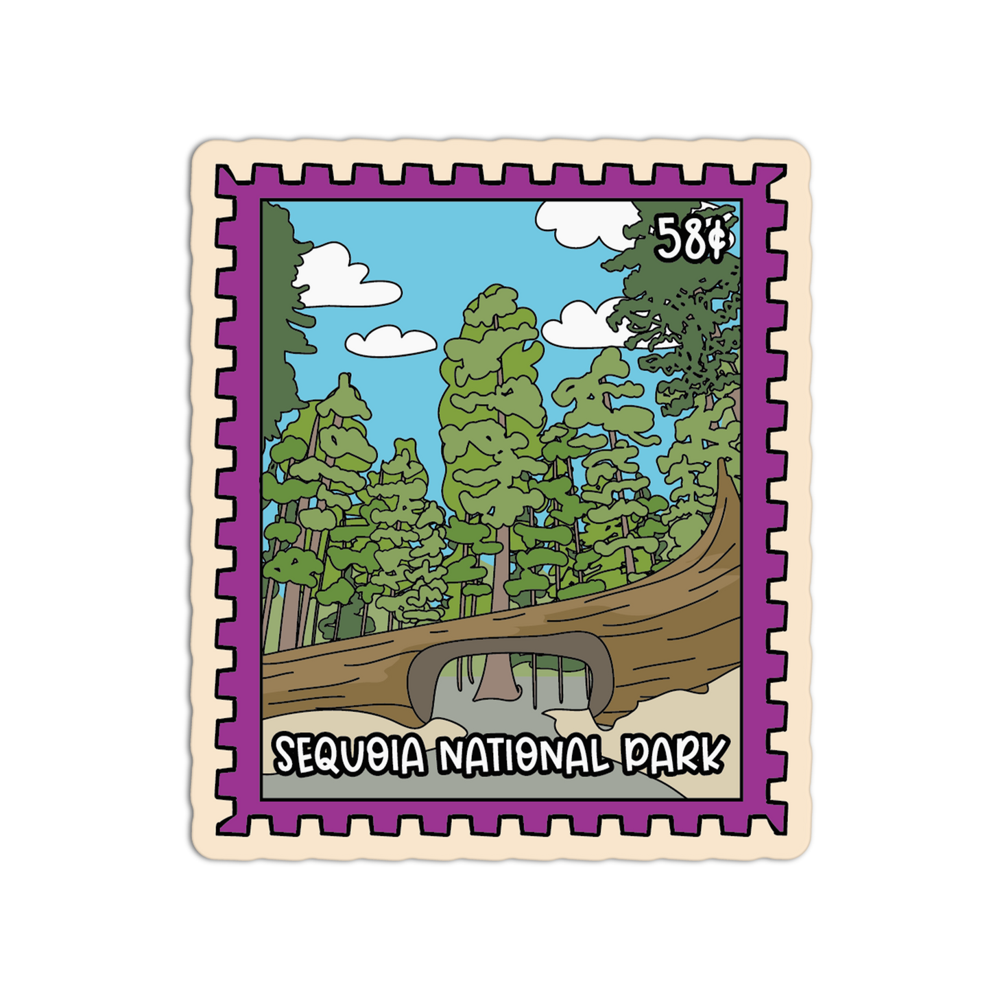 Sequoia National Park California Stamp Textured Stickers