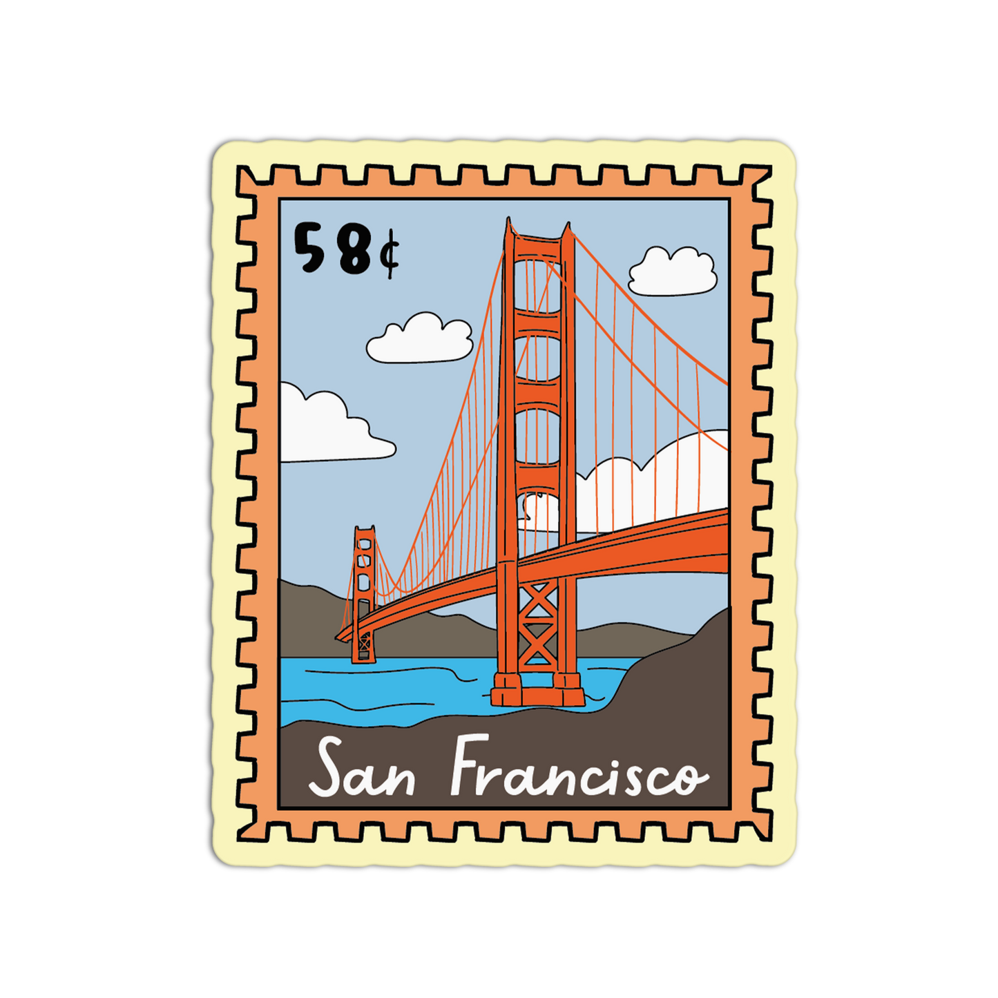 San Francisco California Stamp Textured Stickers