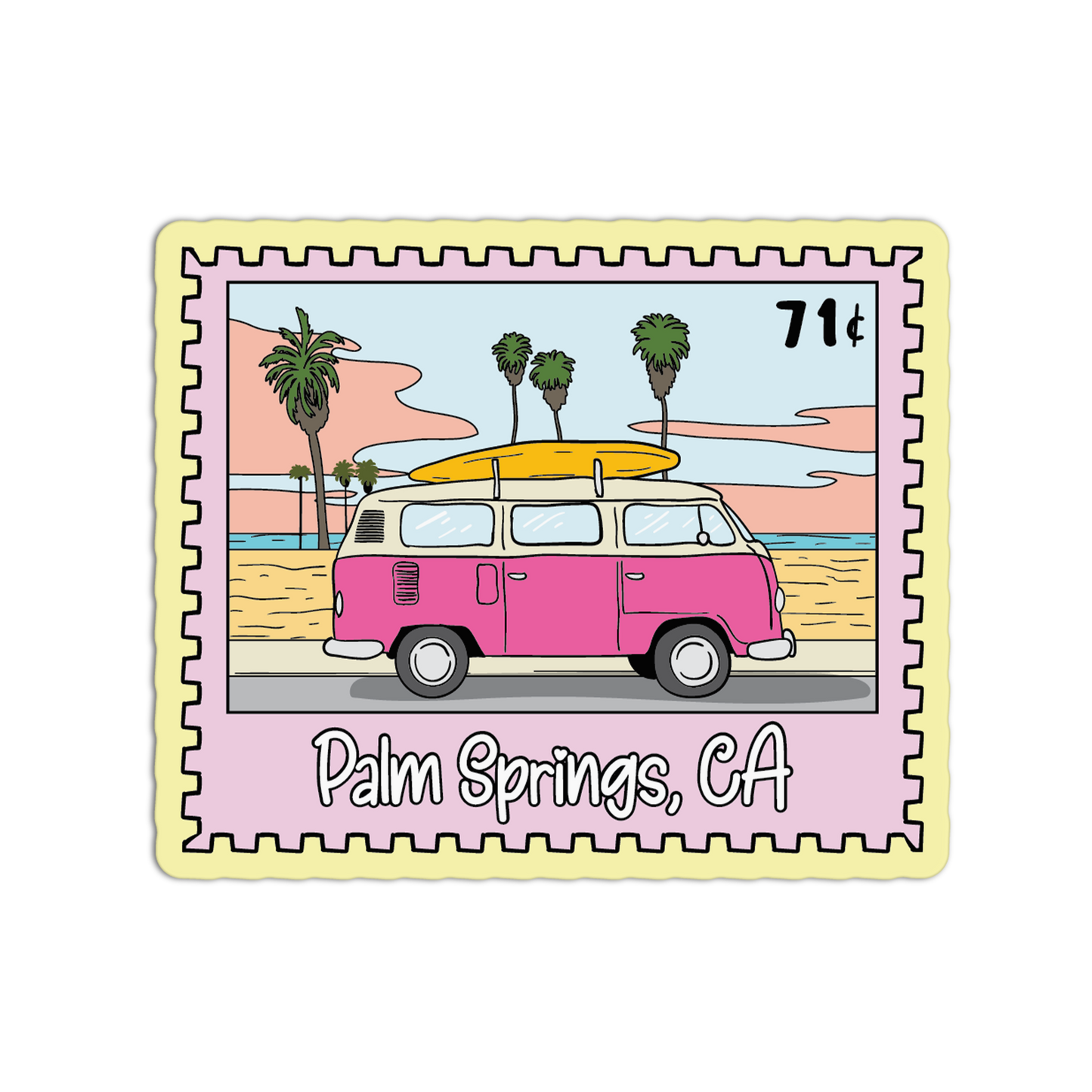 Palm Spring California Stamp Textured Stickers