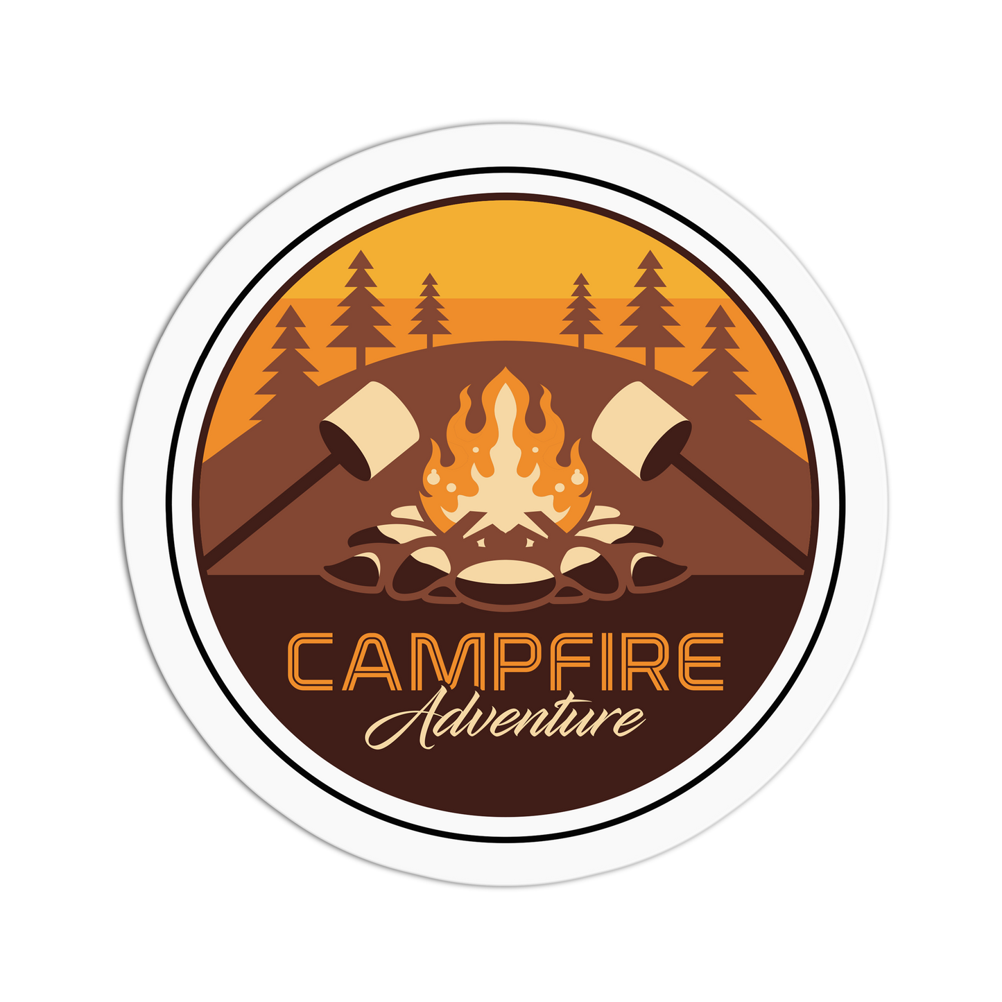 Campfire Adventure with Marshmallows - Camping Series Stickers - The Stkr Store