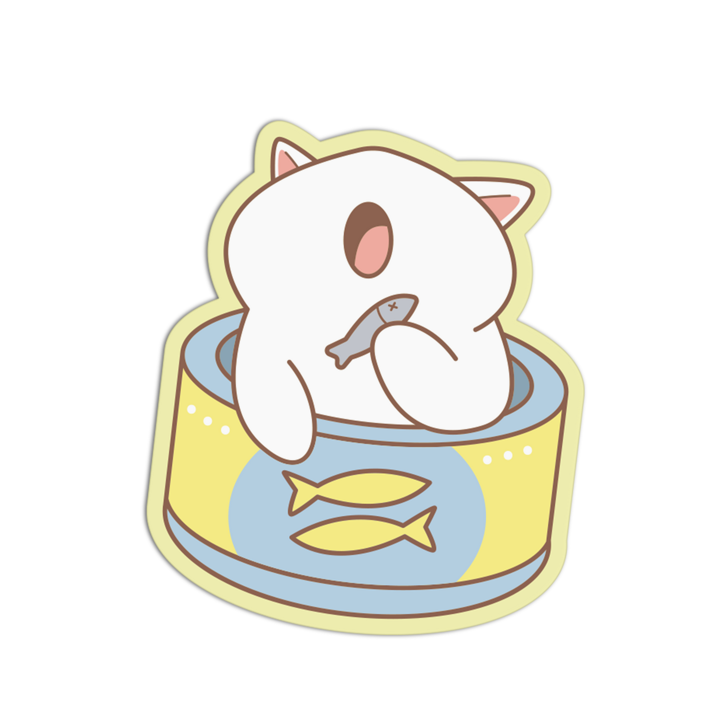 Cat Eating Fish Can Cats Sticker