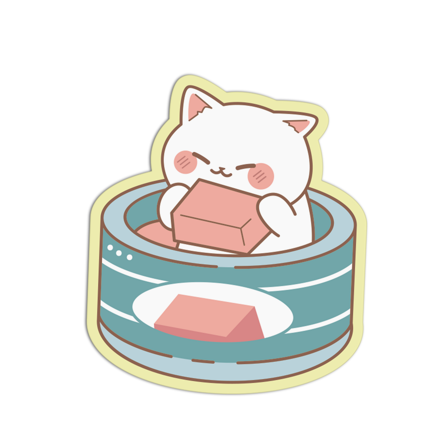 Cat Eating Meat Can Cats Sticker