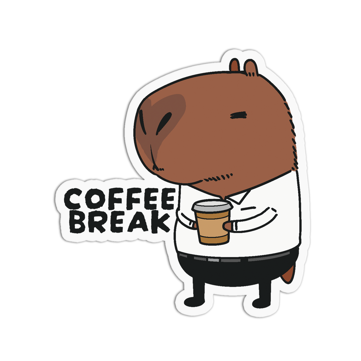 Coffee Break Office Capybara Sticker