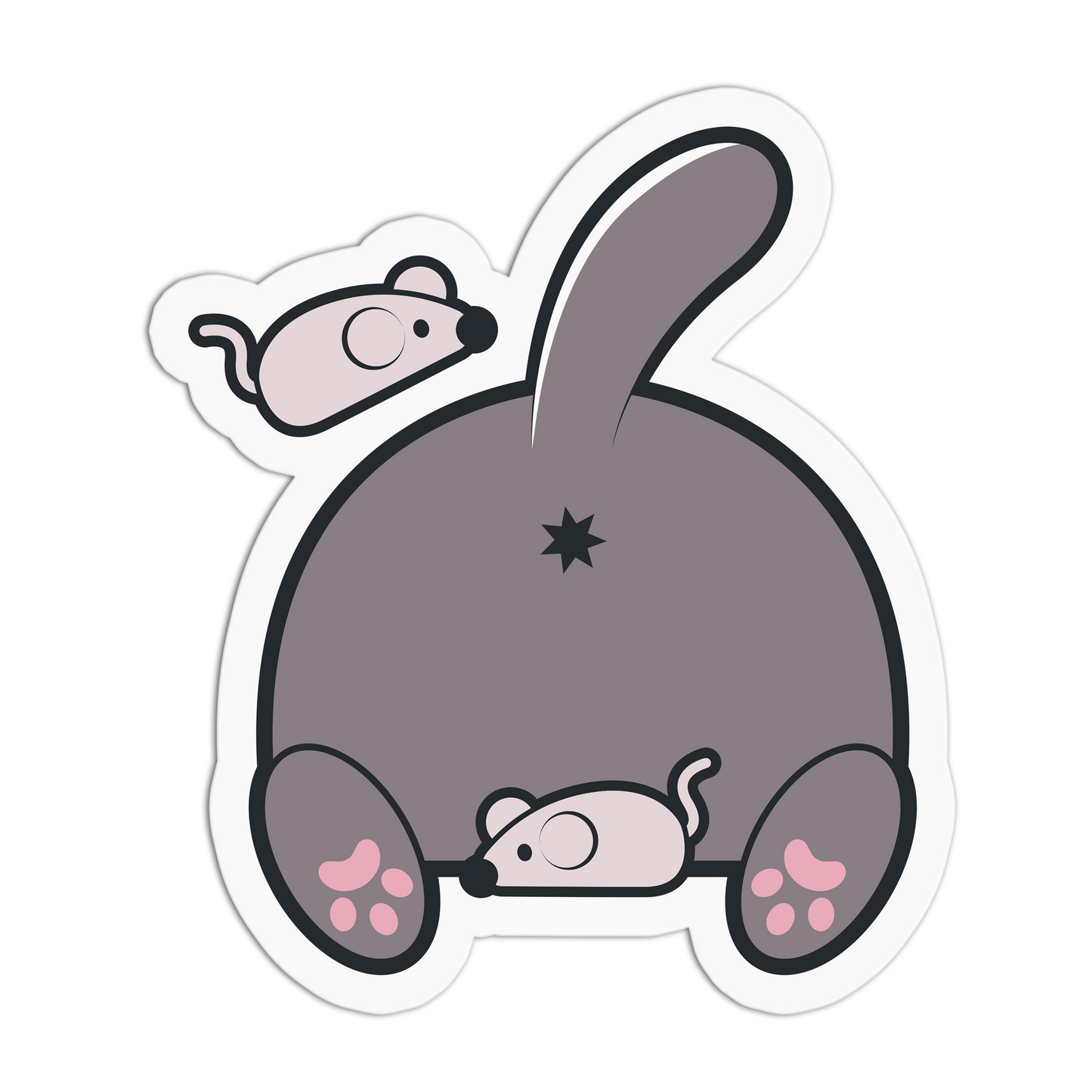 Grey Cat Butt & Mice - Cat Series Sticker - The Stkr Store