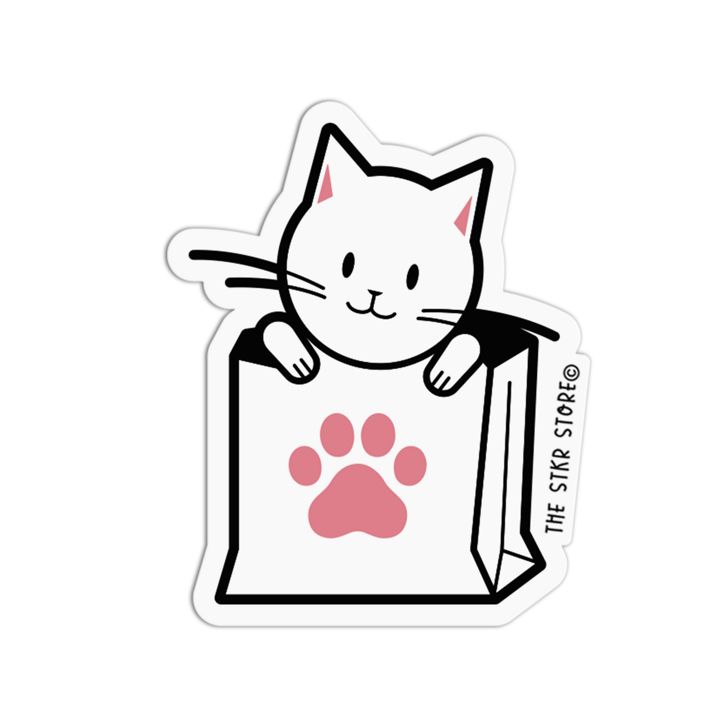 Peeking Paper Bag - Cat Grocery Sticker - The Stkr Store