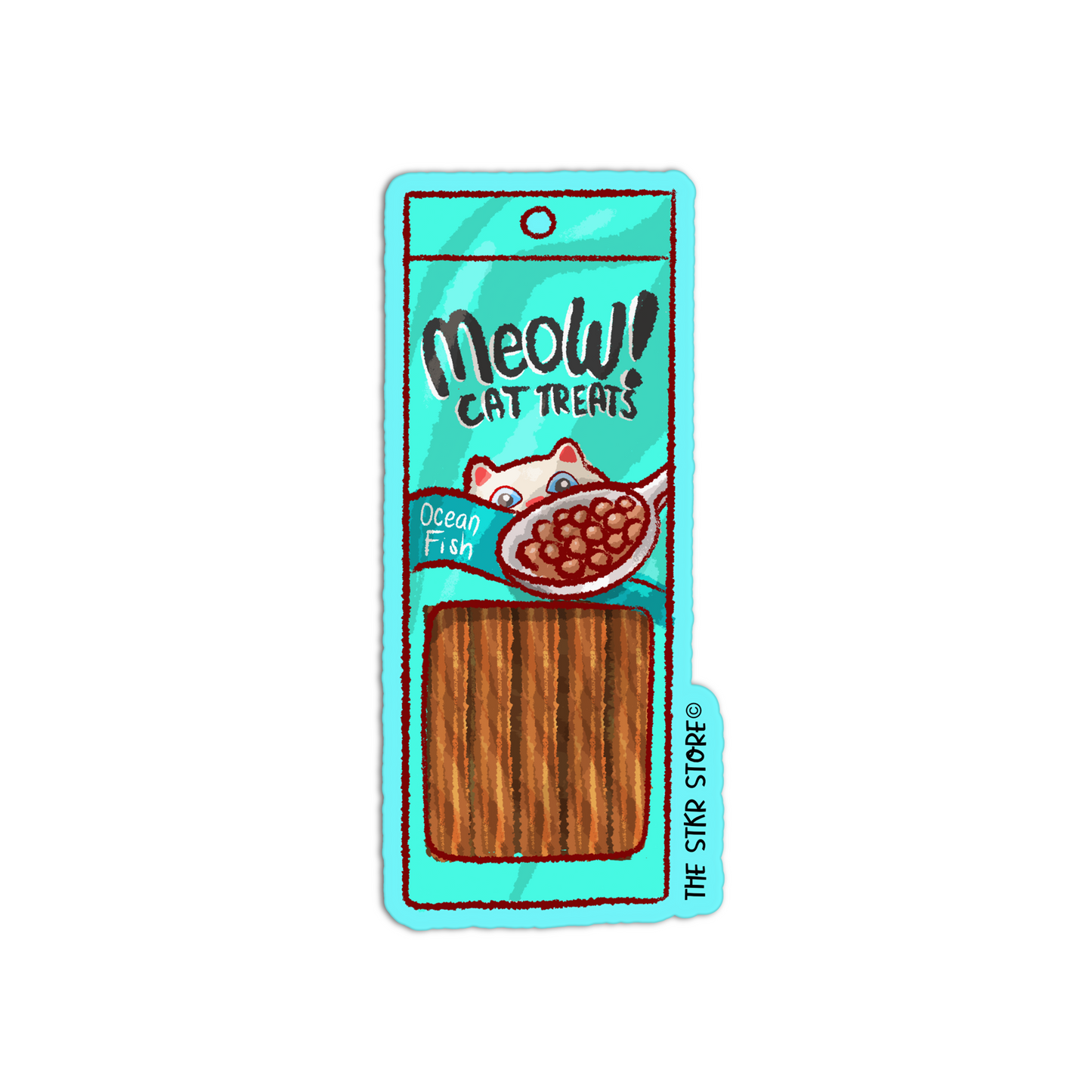 Cat Treats Meow! cat supplies sticker - The Stkr Store