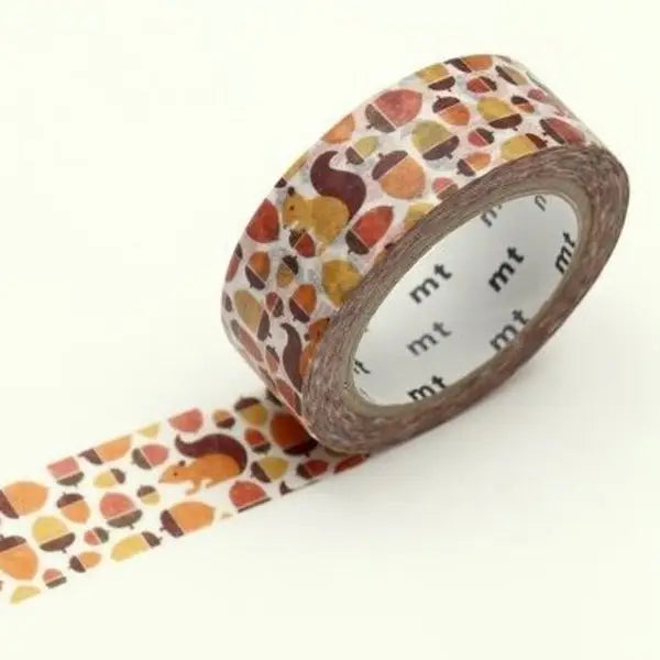 Decorative tape with autumn-themed design on a white background