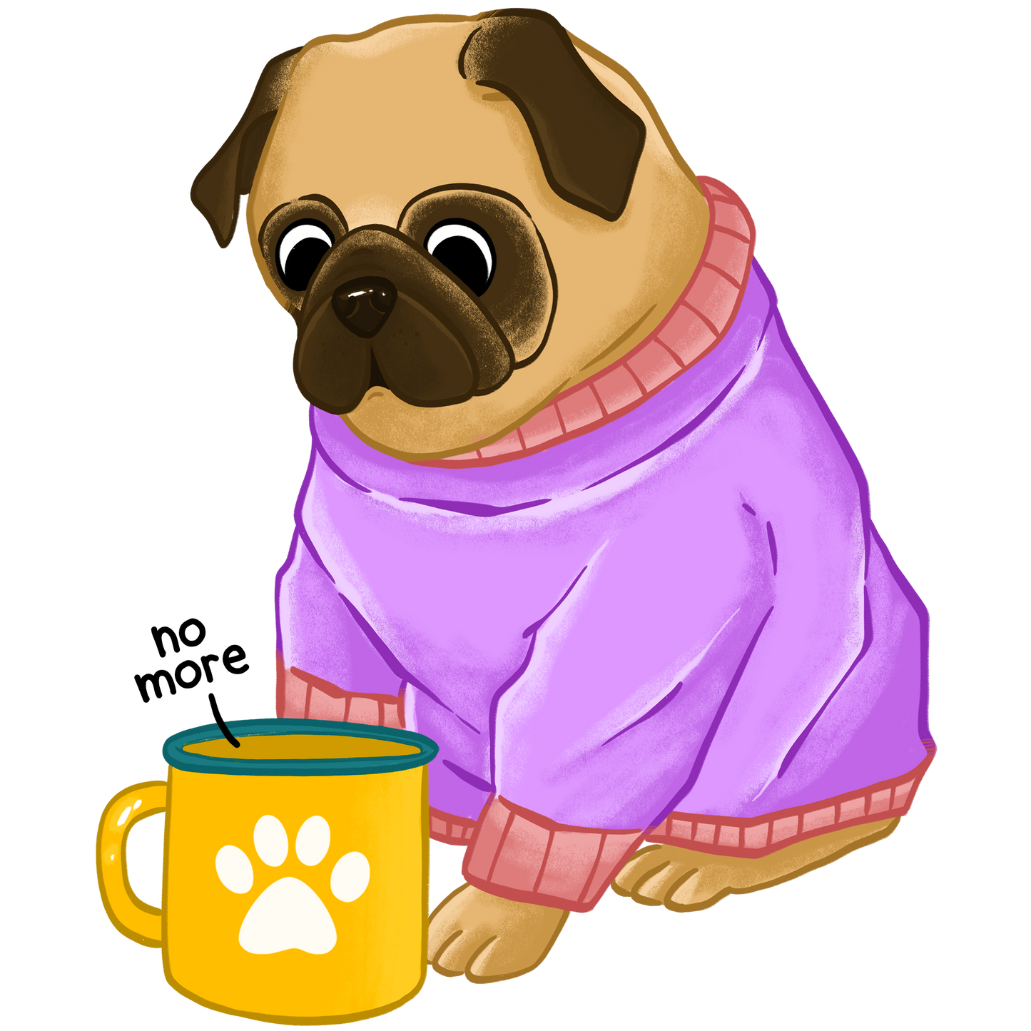 Pug With Mug Sticker