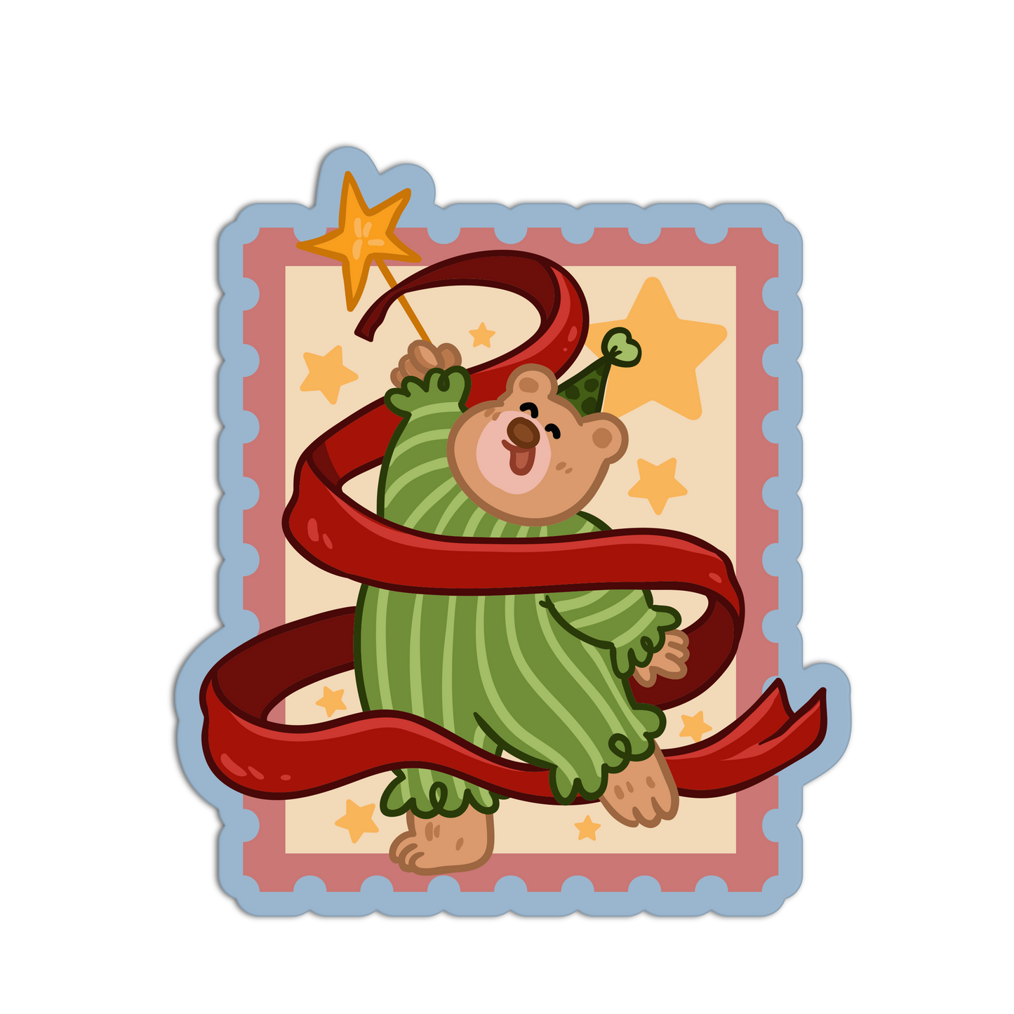 Bear of Bright Tidings Christmas Stamp Stickers