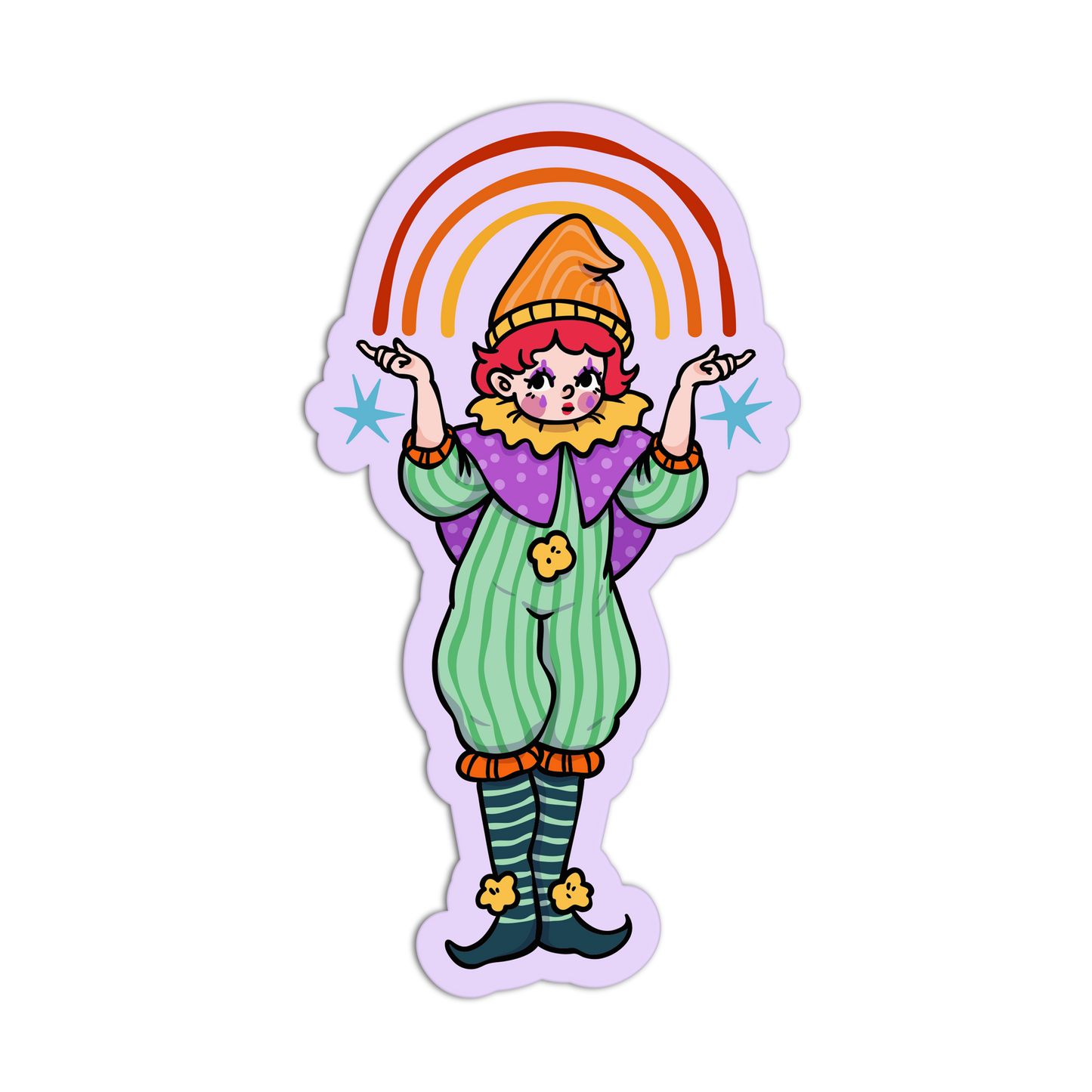 Bright Rainbow Pastel Clowns Sticker