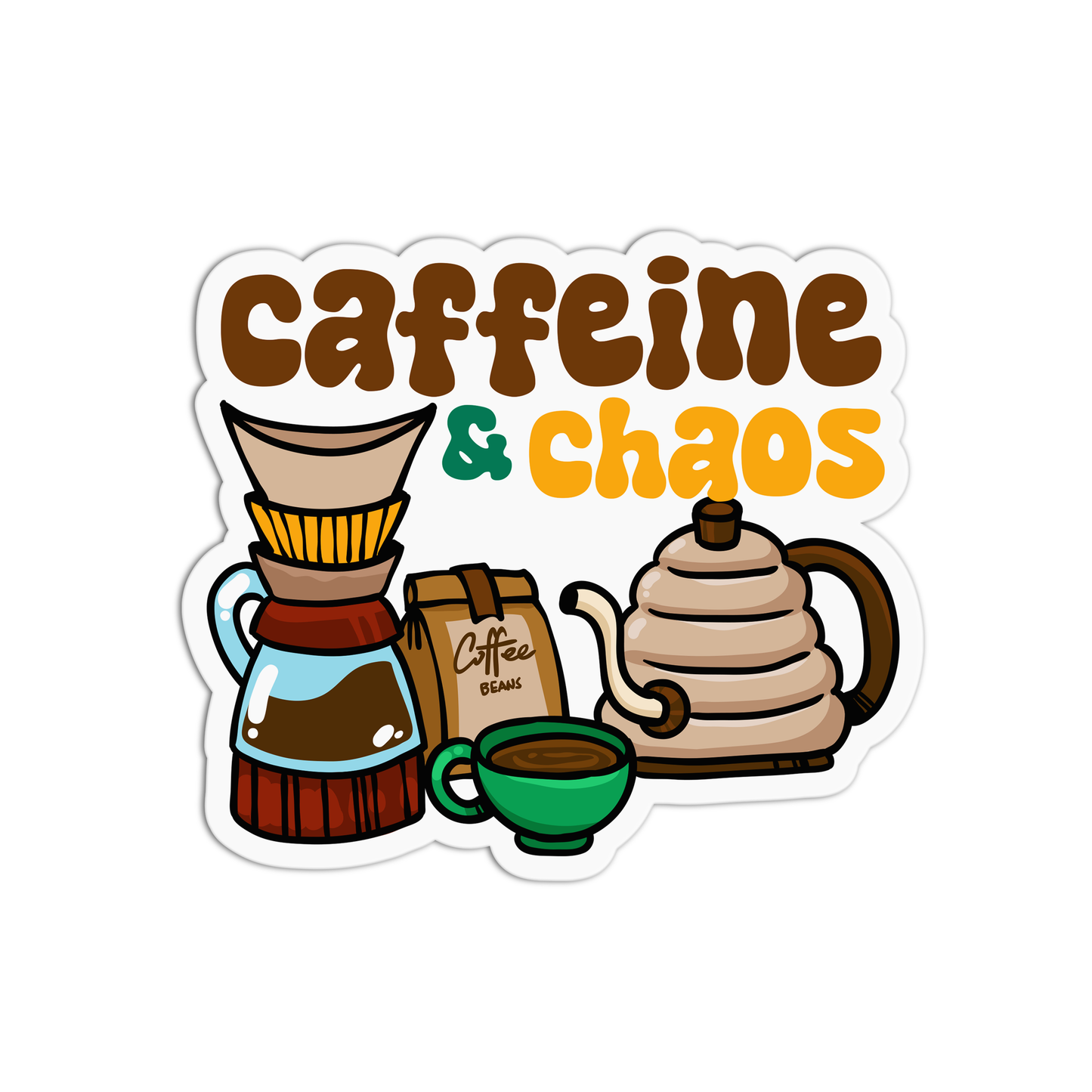 Caffeine & Chaos Coffee Stickers