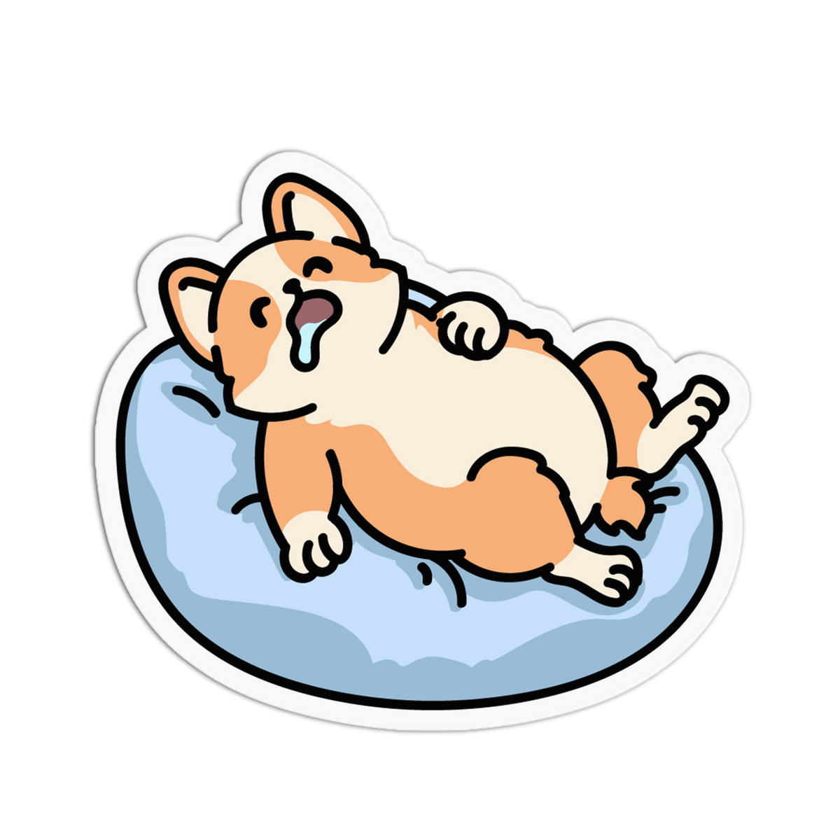 Sleeping Cushion Corgi Sticker