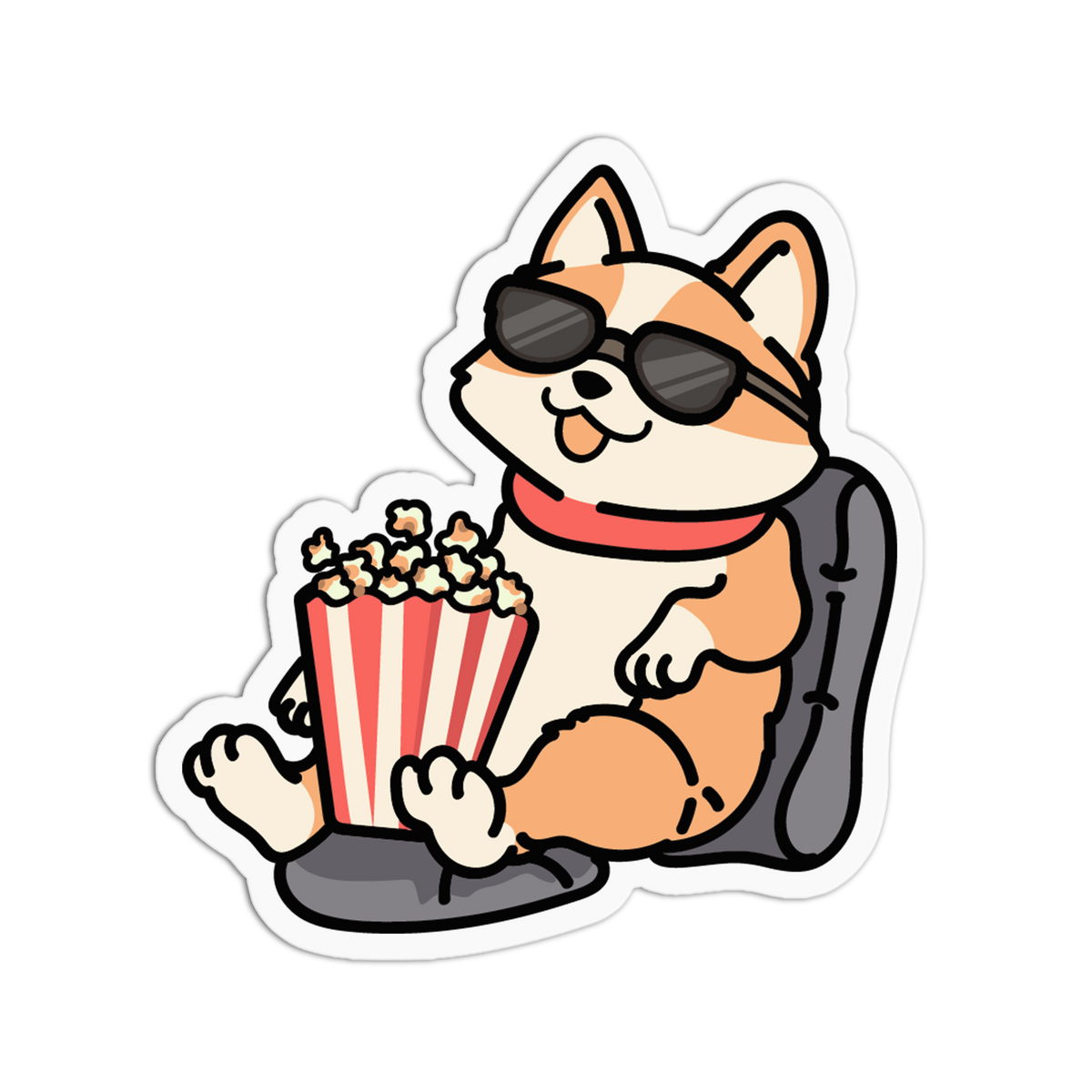 Popcorn Movie Corgi Sticker