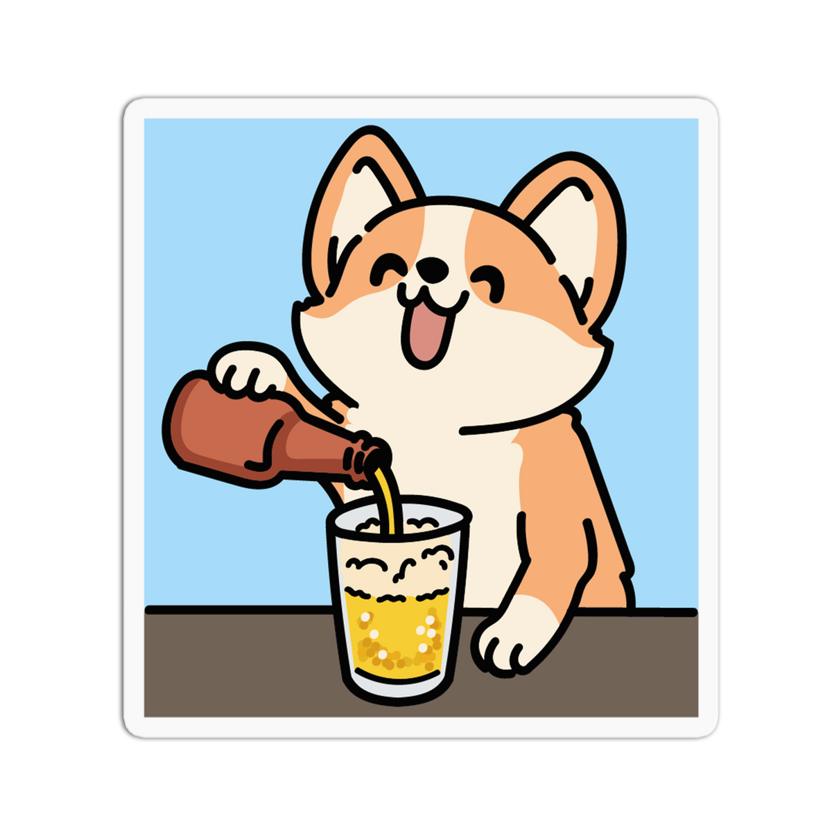 Beer Pouring Corgi Sticker