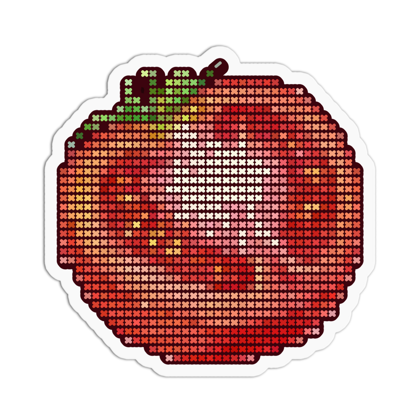 Ripe Red Apple Cross Stitch Fruit Sticker