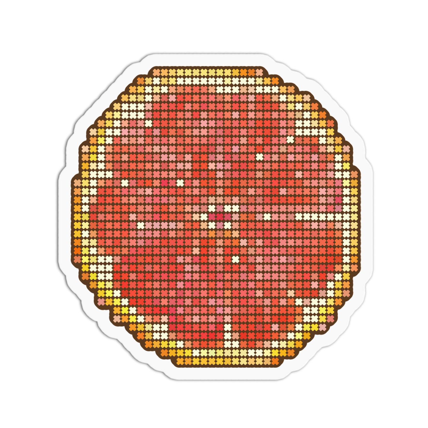 Pink Grapefruit Cross Stitch Fruit Sticker