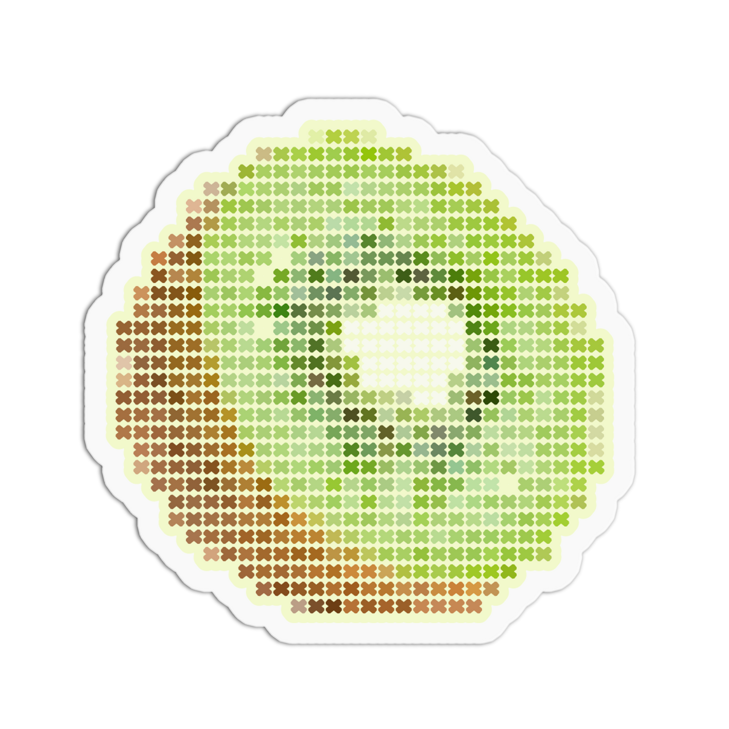 Green Kiwi Cross Stitch Fruit Sticker