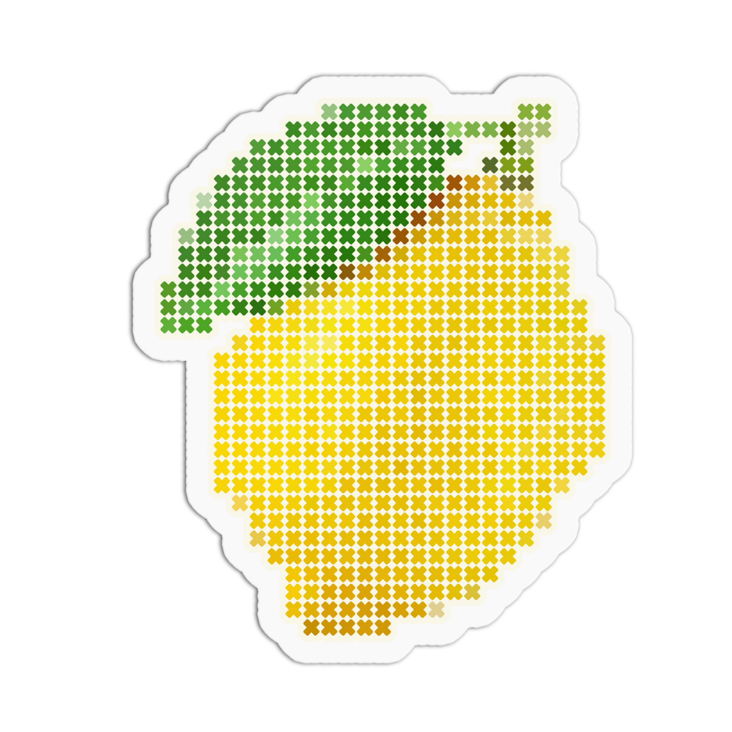 Bright Yellow Lemon Cross Stitch Fruit Sticker