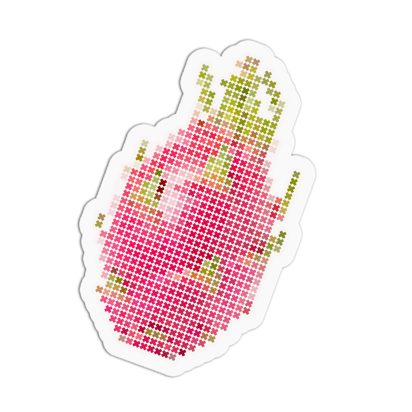 Pink Dragon Fruit Cross Stitch Fruit Sticker