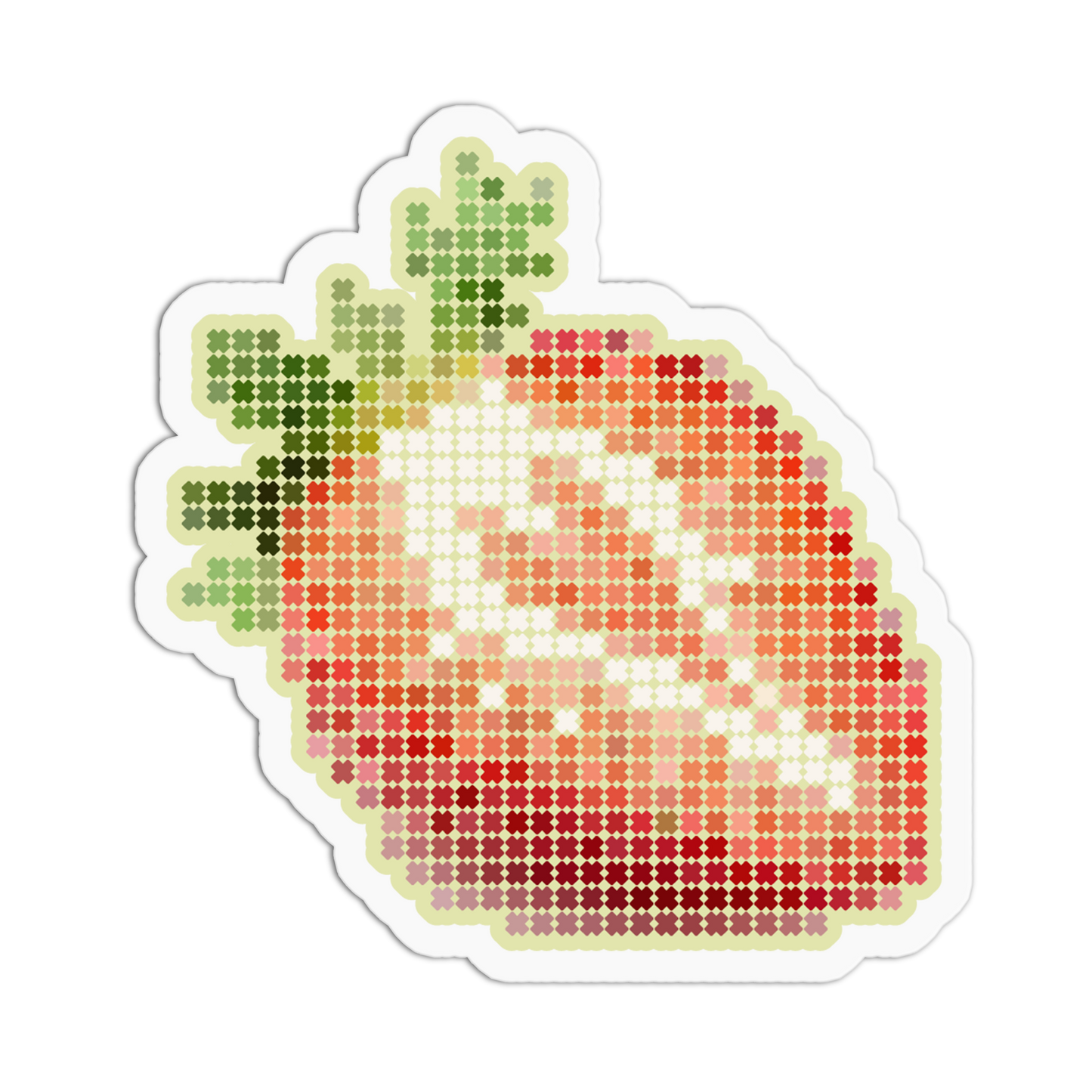 Ripe Red Strawberry Cross Stitch Fruit Sticker