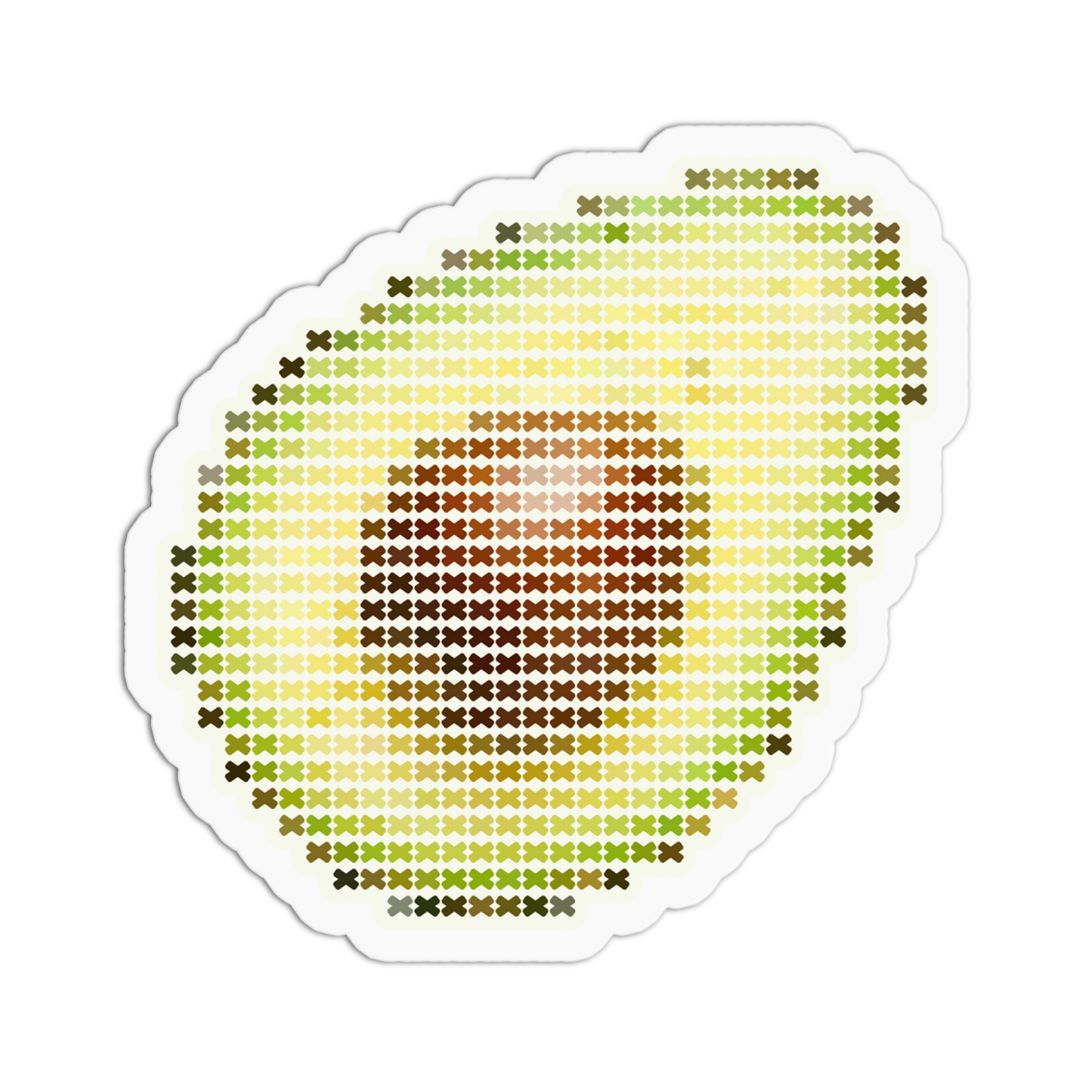 Fresh Green Avocado Cross Stitch Fruit Sticker