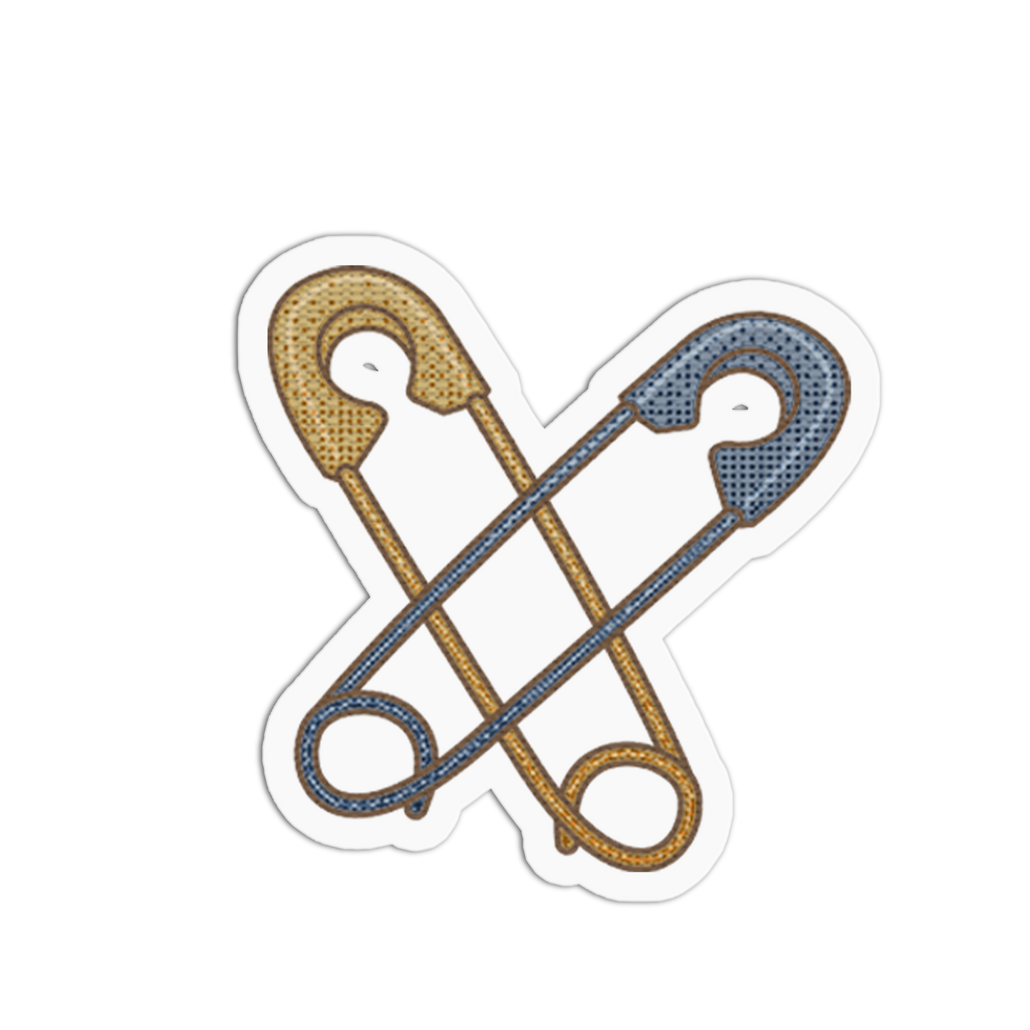 Crossed Crafty Safety Pins Cross Stitch Sticker