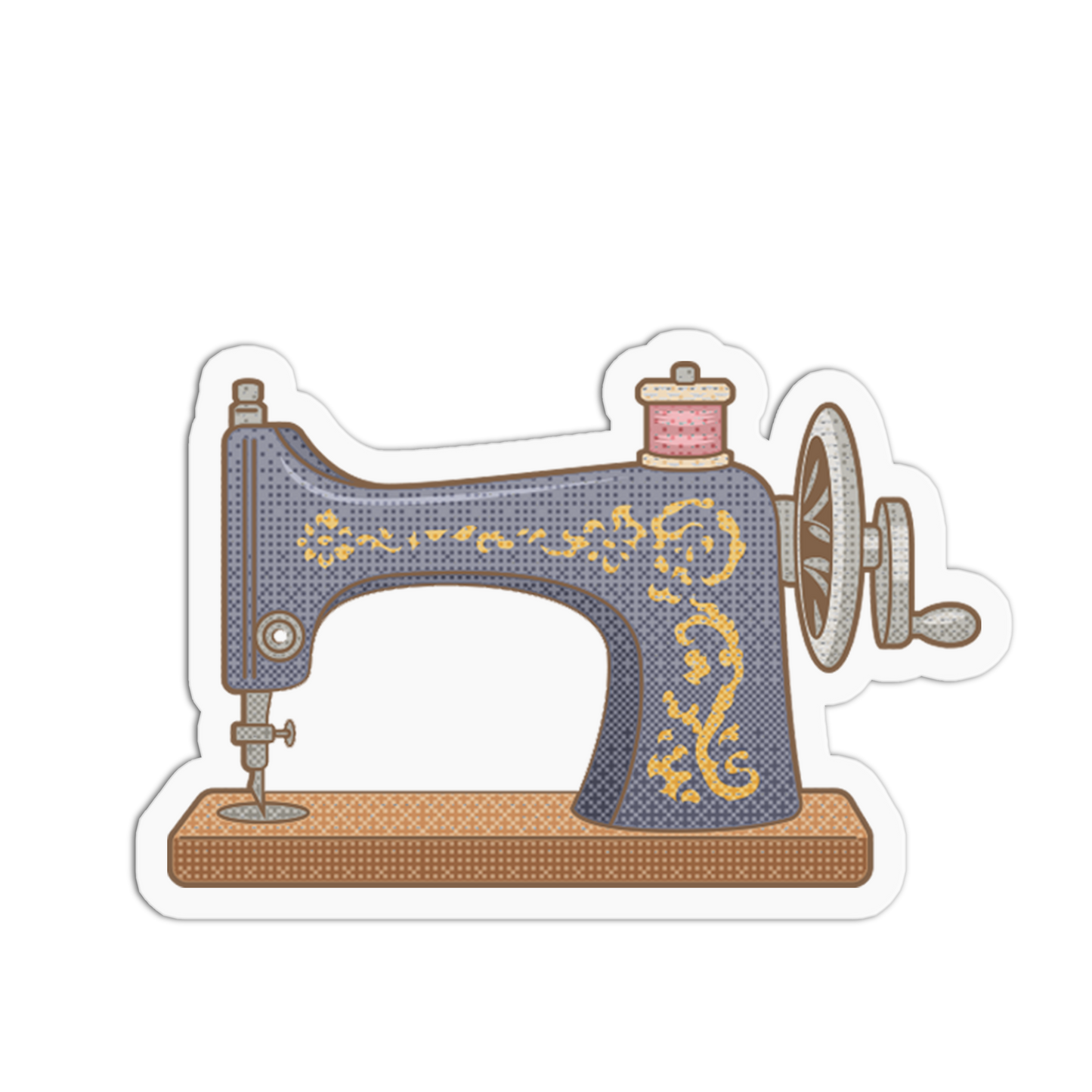 Antique Sewing Machine Cross Stitch Sticker