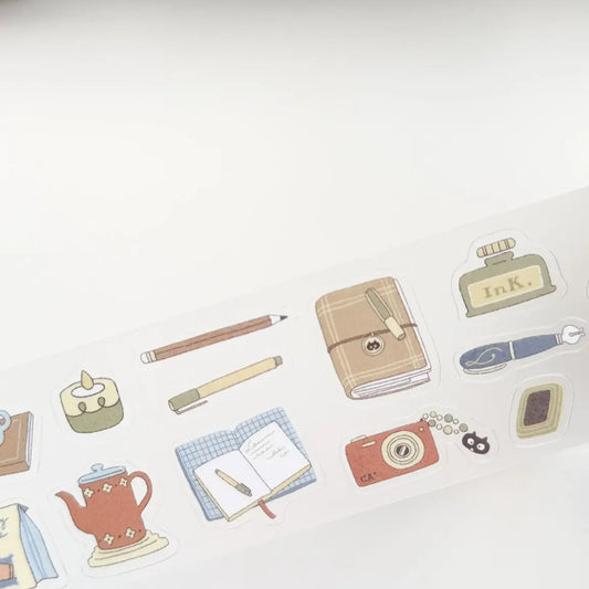 journaling stickers including pens ink and tape on a roll