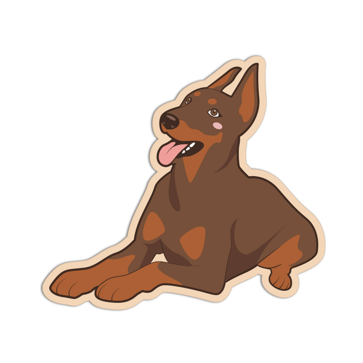 Brown Doberman Cute Dog Sticker