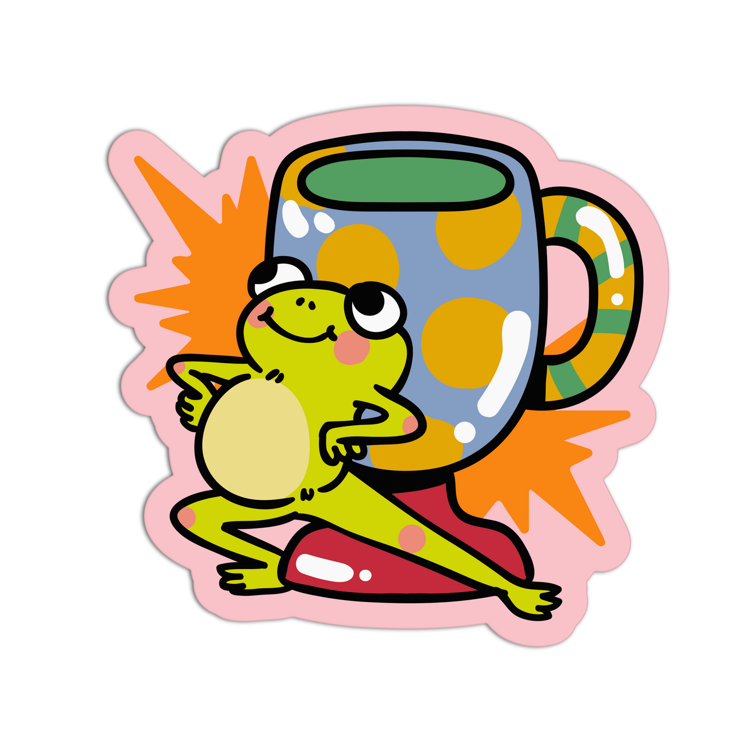 Sassy Frog Polka Cute Cups Sticker