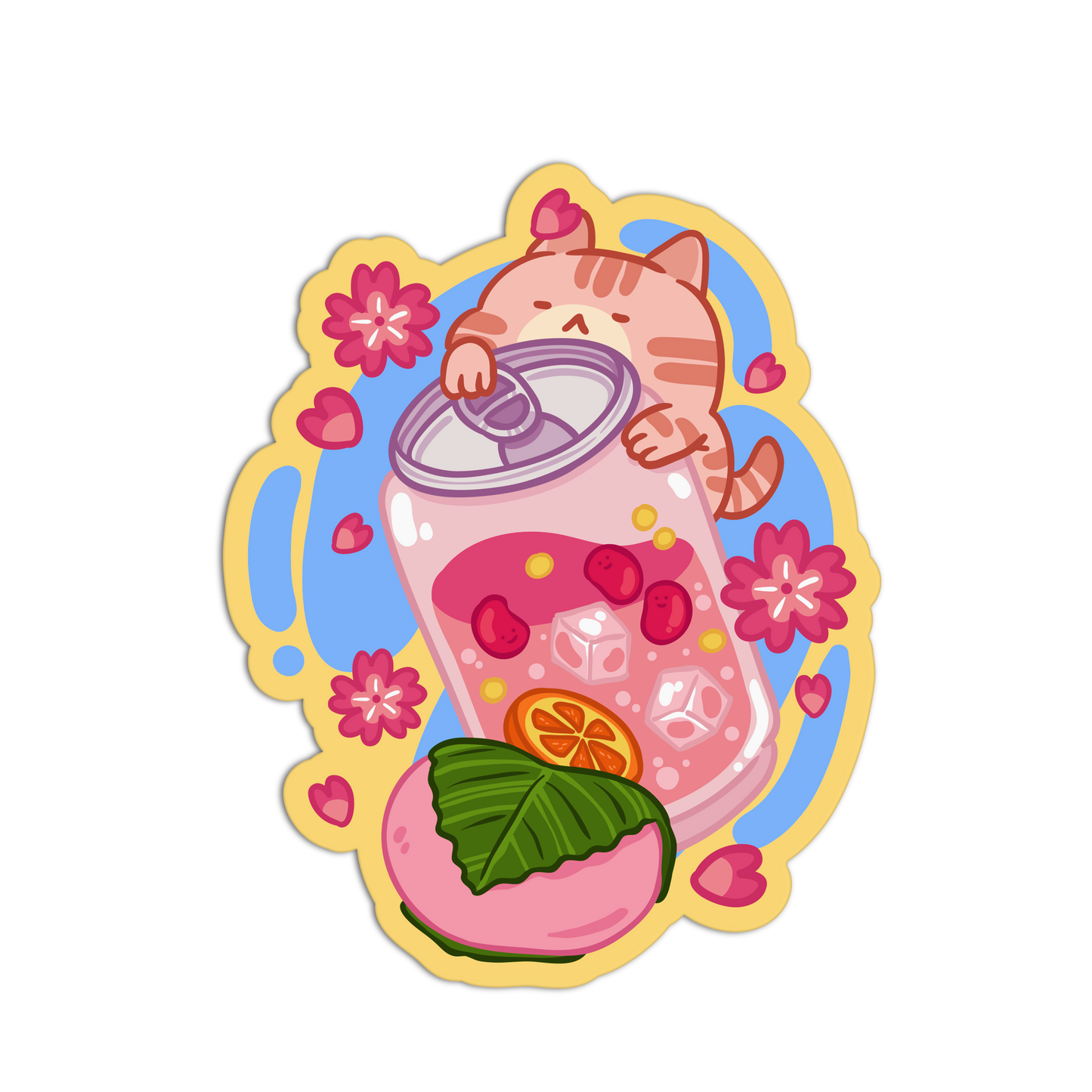 Sakura Peach Soda Cute Drinks Sticker - The Stkr Store