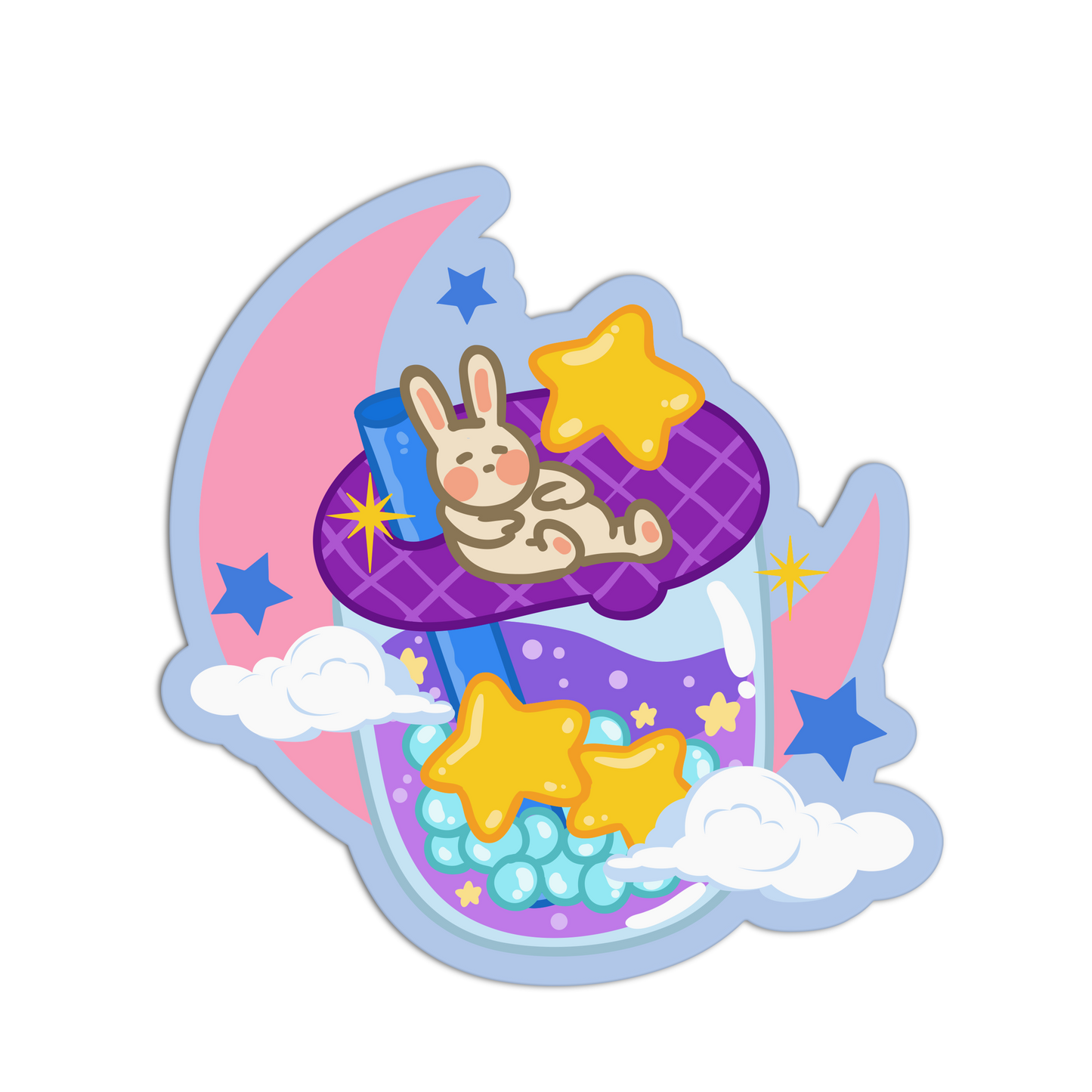 Galaxy Rabbit Boba Cute Drinks Sticker