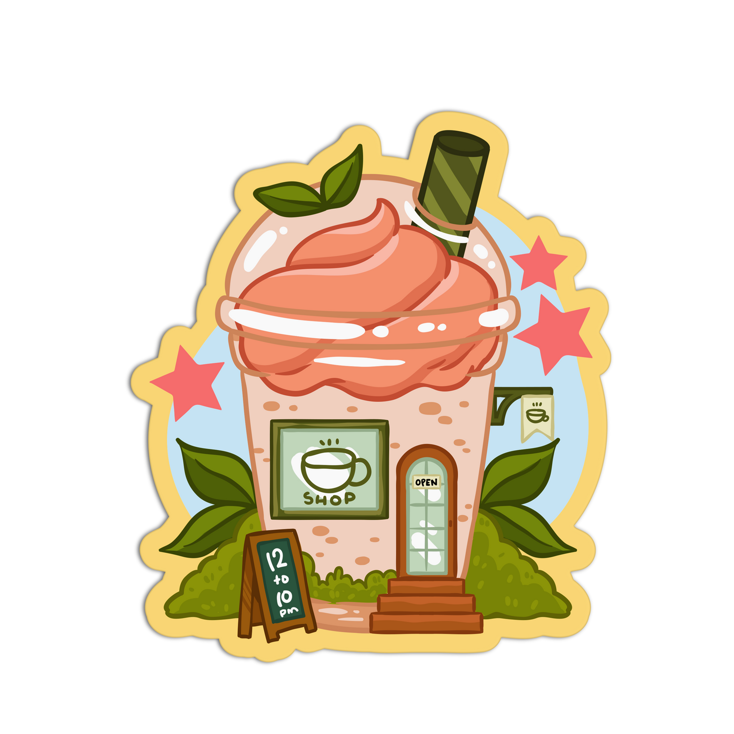 Frappuccino Coffee Shop Boba Cute Drinks Sticker - The Stkr Store
