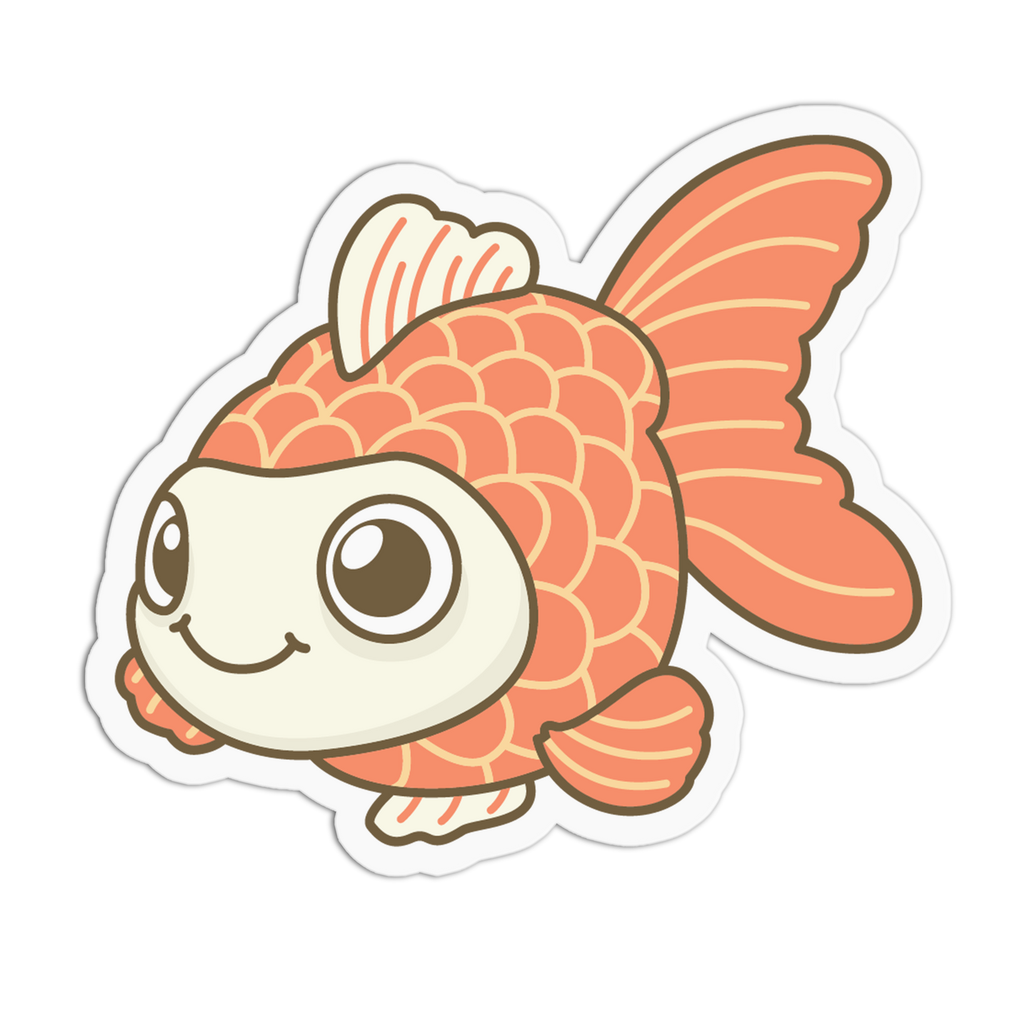 Cartoon goldfish character on a white background