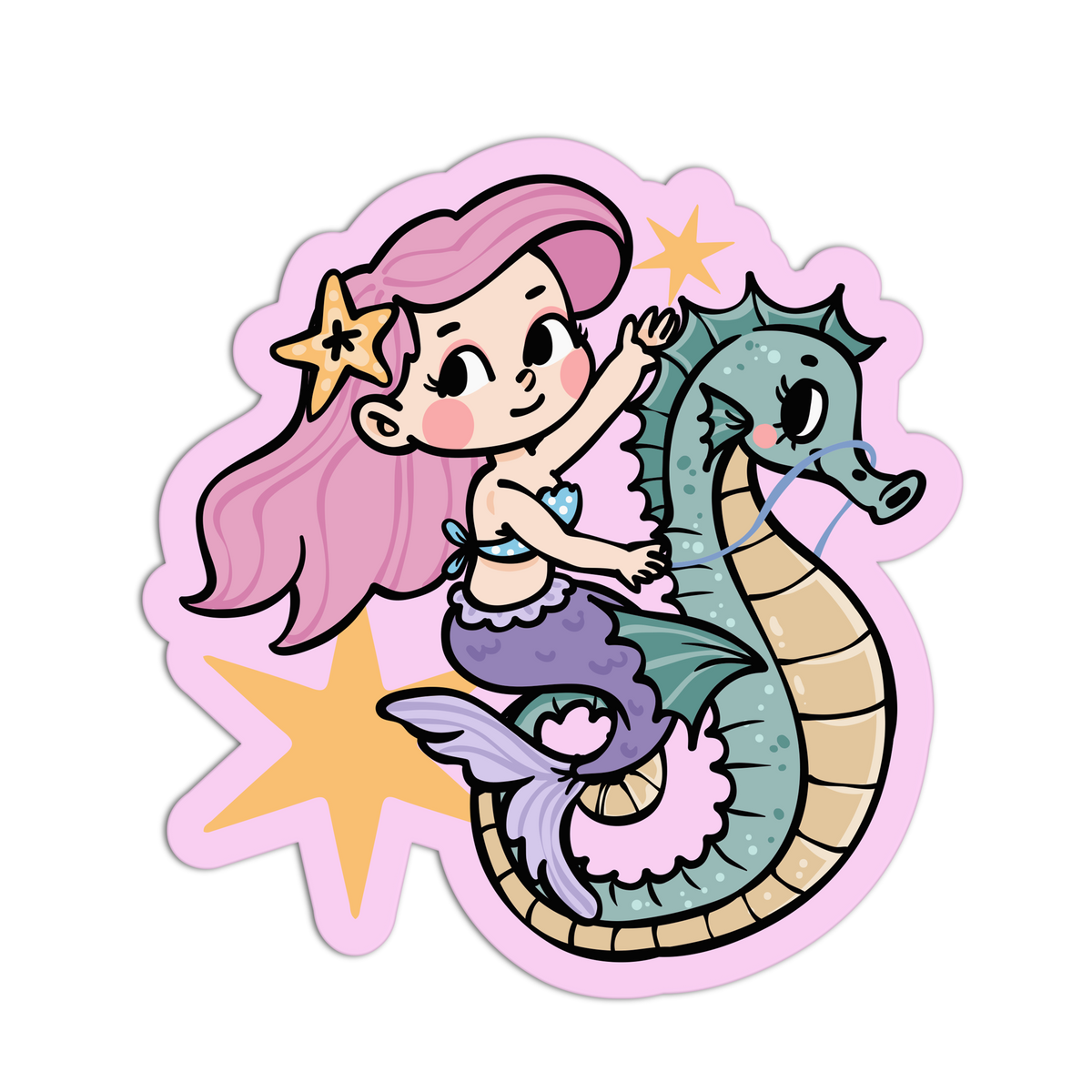 Seahorse Rider - Cute Mermaid Sticker