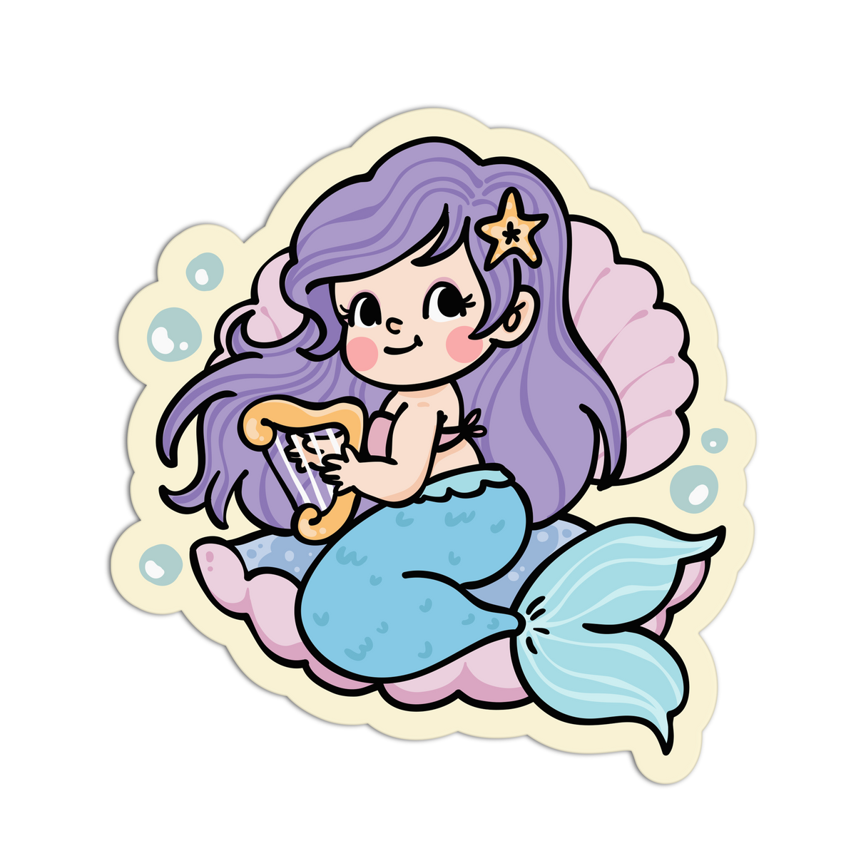 Harp Shell - Cute Mermaid Sticker