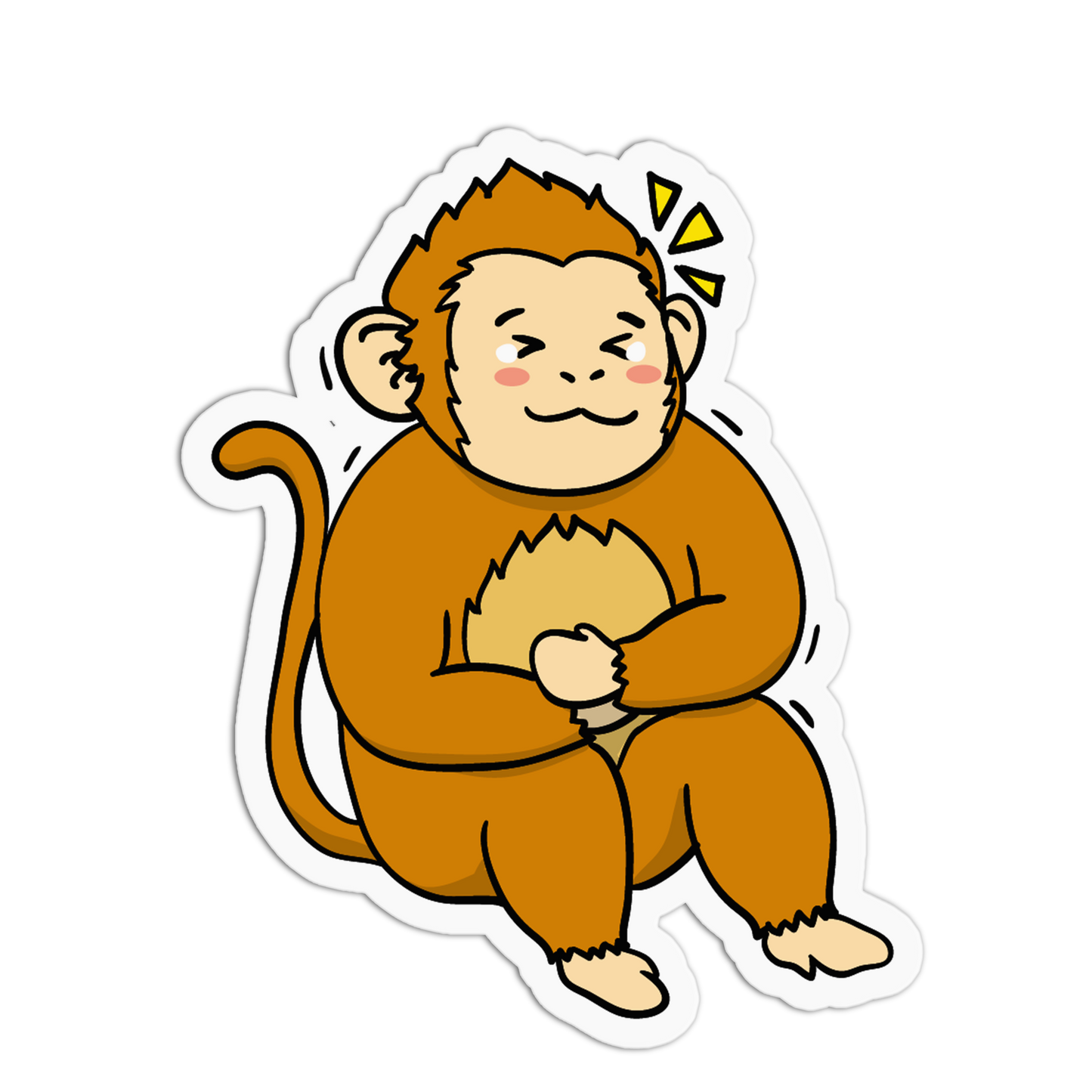 Laughing Sitting Cute Monkies Sticker