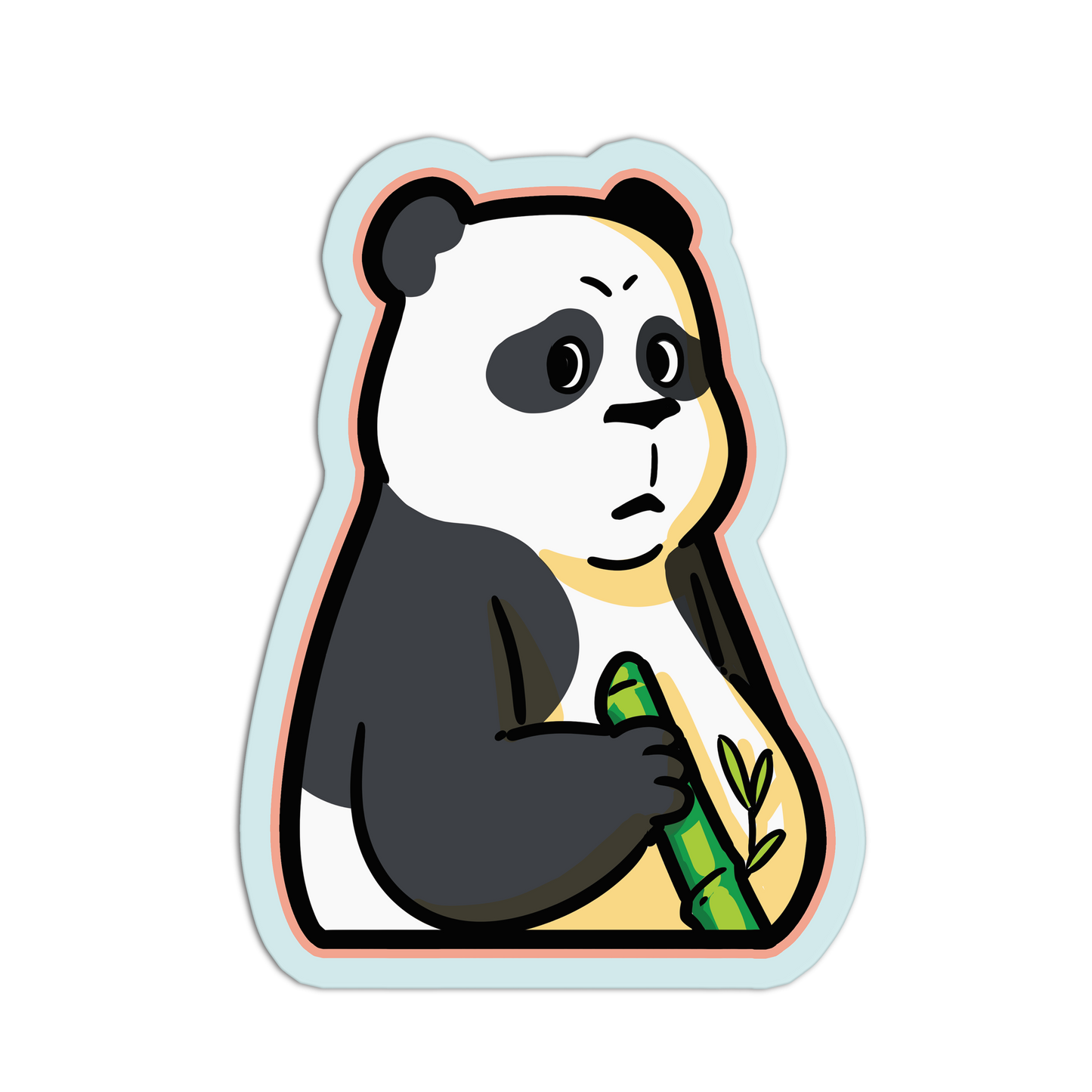 Serious Panda with Bamboo - Cute Pandas Stickers