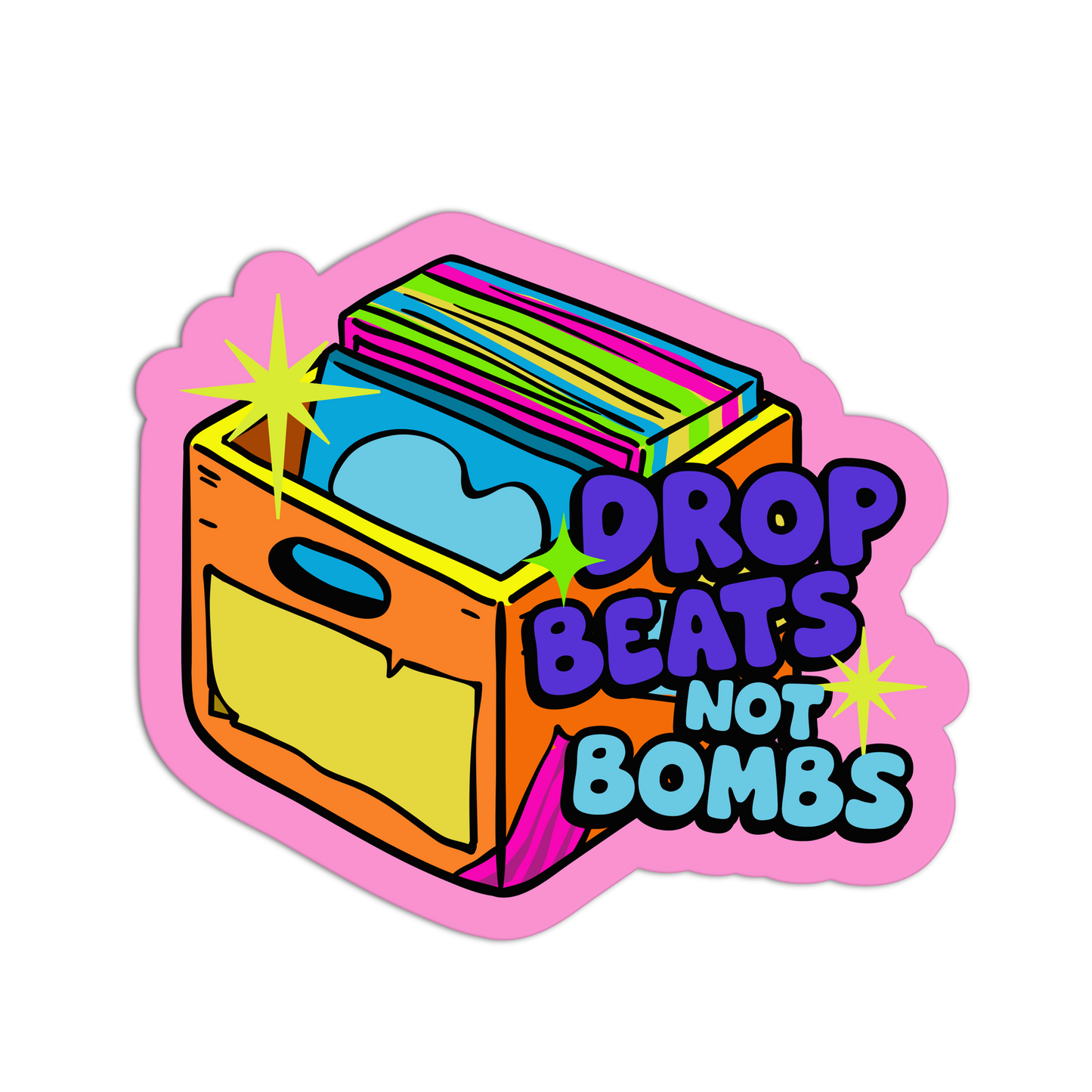 Drop Beats Not Bombs DJ Set Textured Stickers