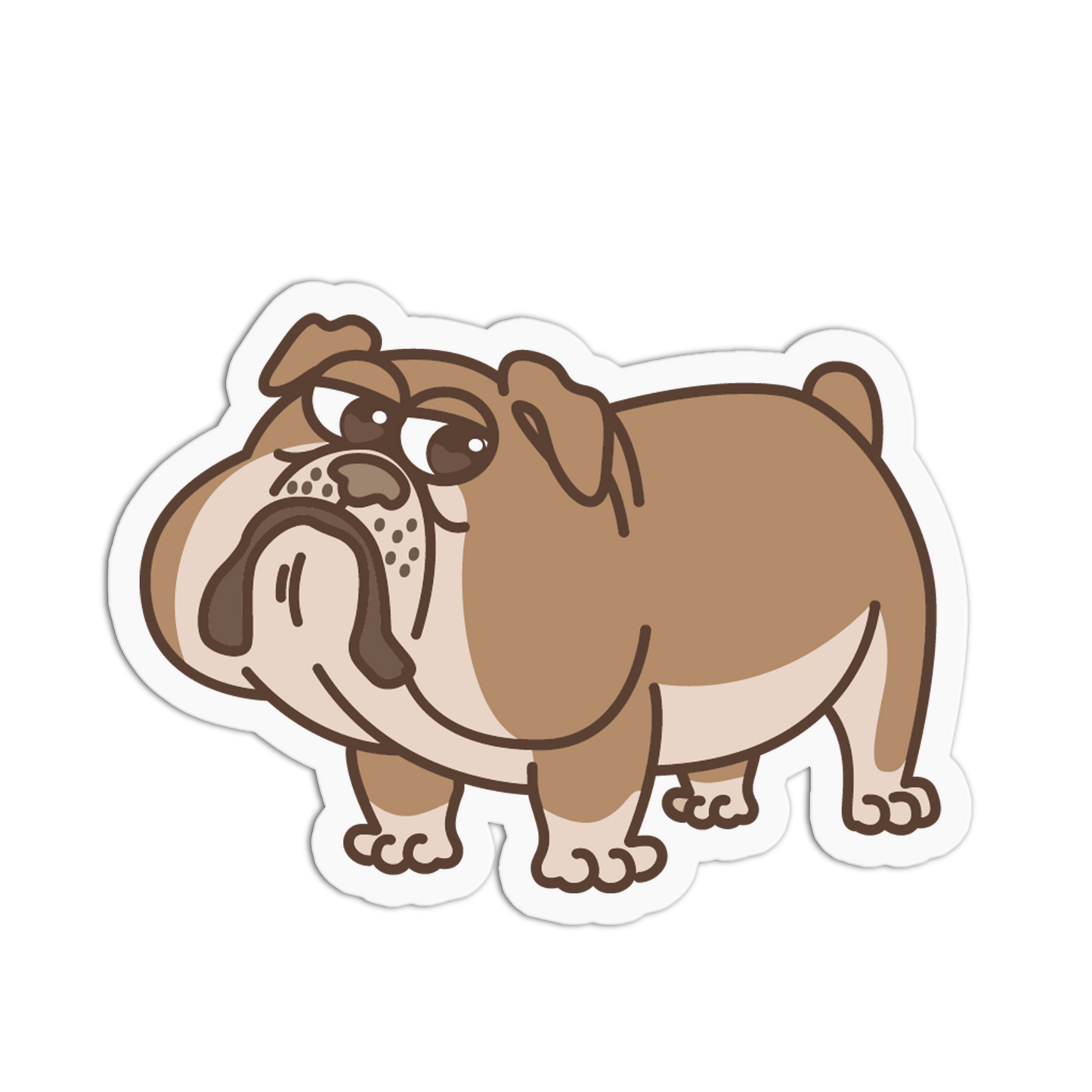 Cartoon bulldog sticker on a white background