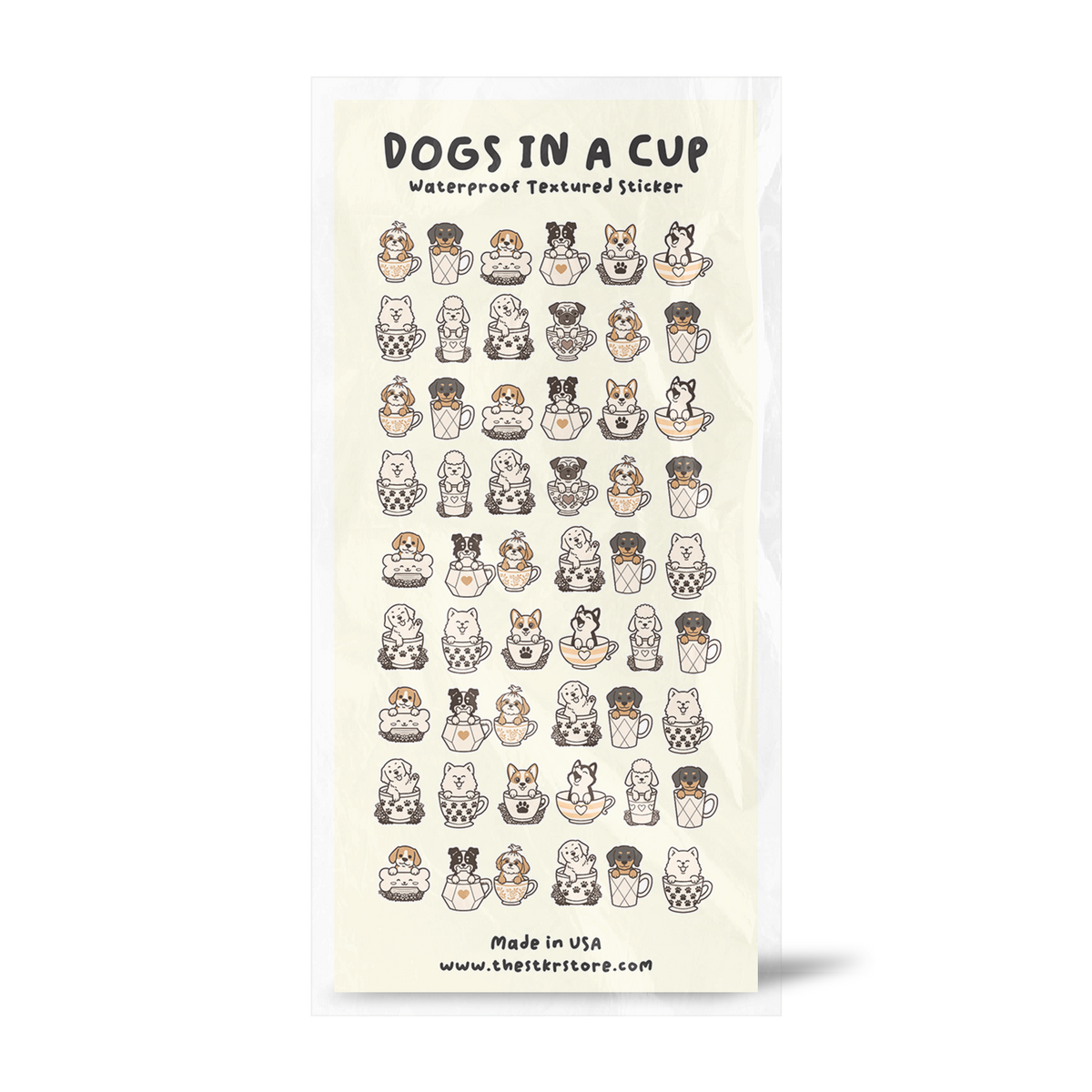 Dogs in a Cup Sticker Sheet