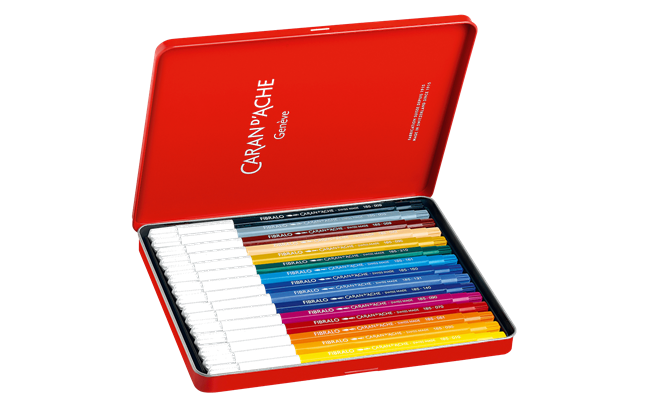 Set of 15 FIBRALO™ Fibre Pen Markers in Metal Box Caran d'Ache