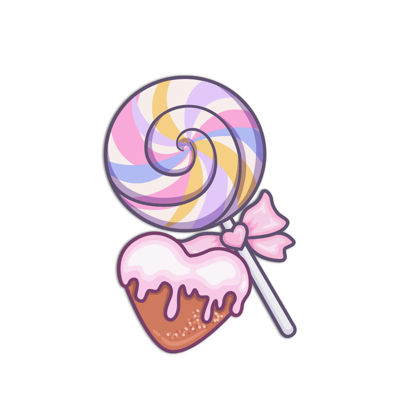 Swirl Lollipop & Glazed Heart - Entry Candies Sticker - The Stkr Store