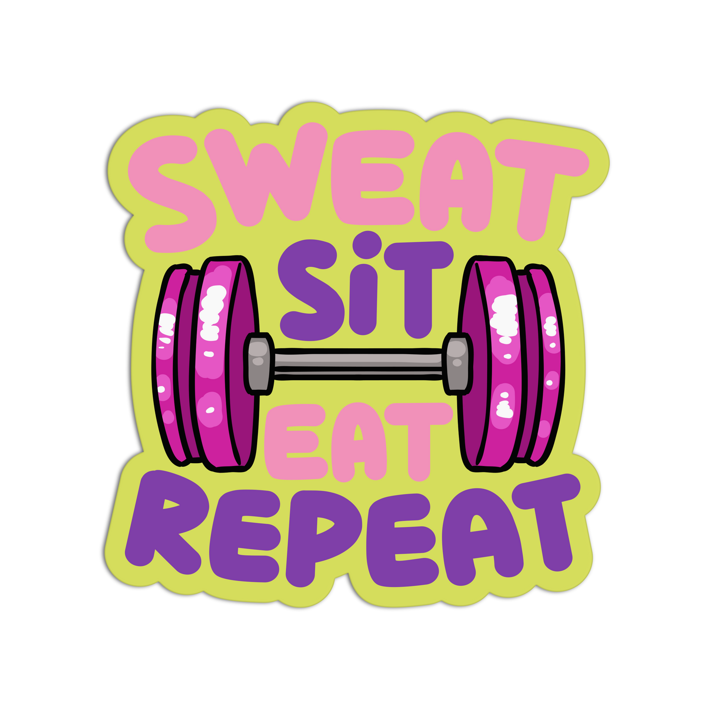 Sweat Sit Eat Repeat Exercise Stickers