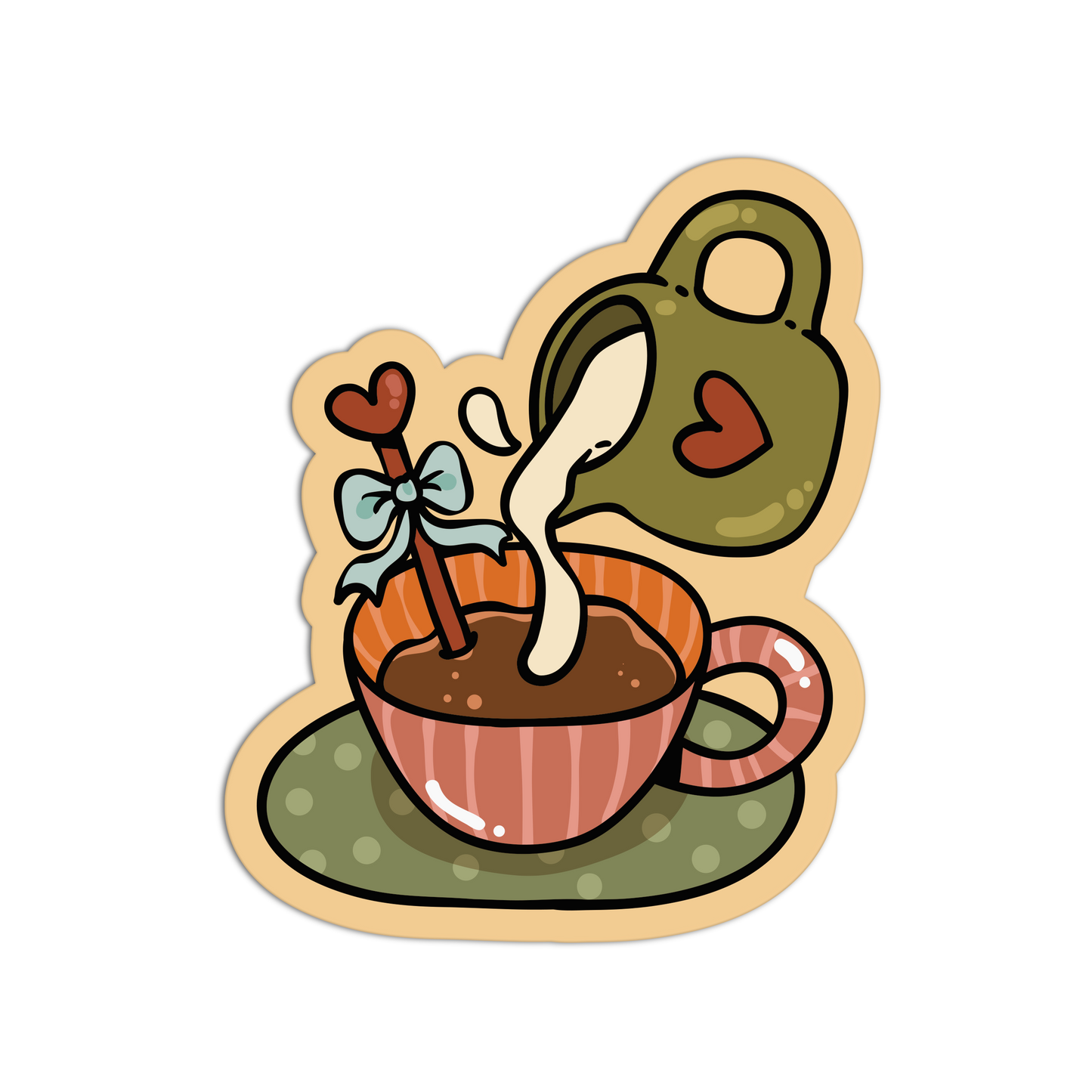 Cream Pour Coquette Coffee Matcha Sticker