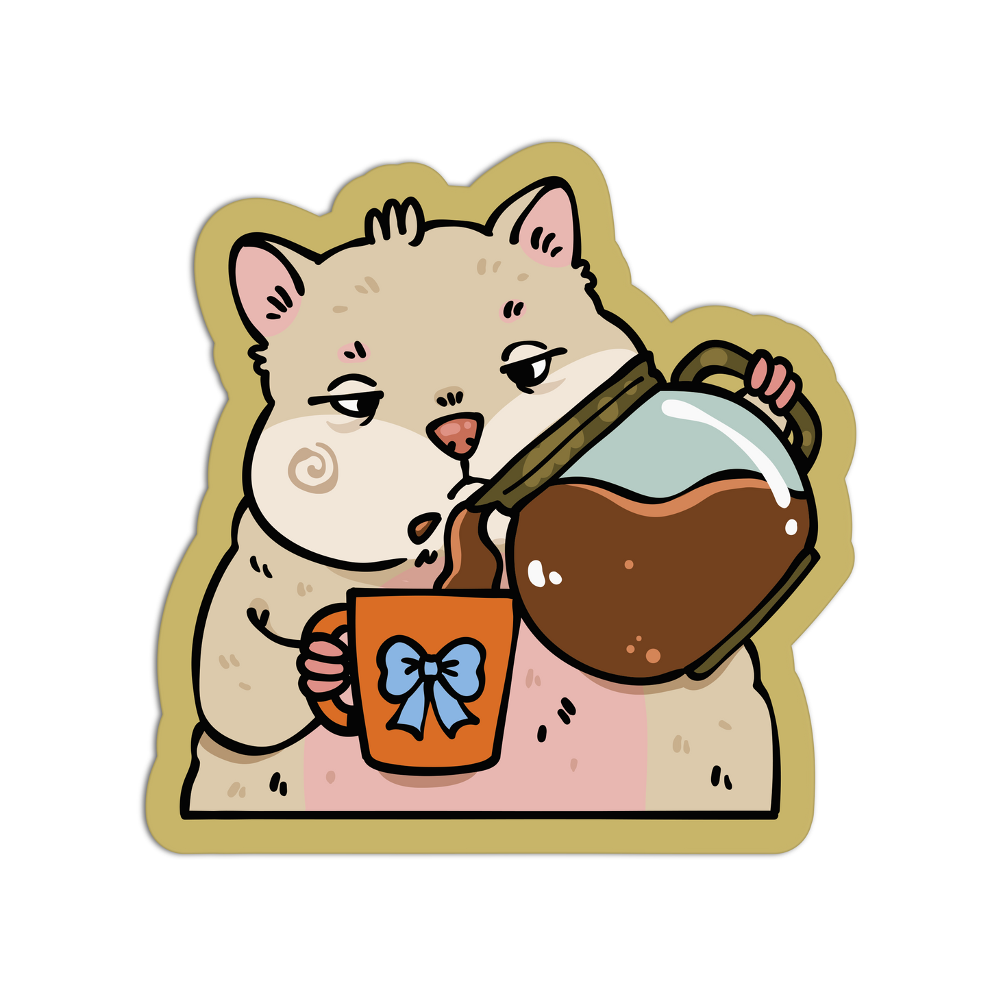 Bear Pouring Coquette Coffee Matcha Sticker