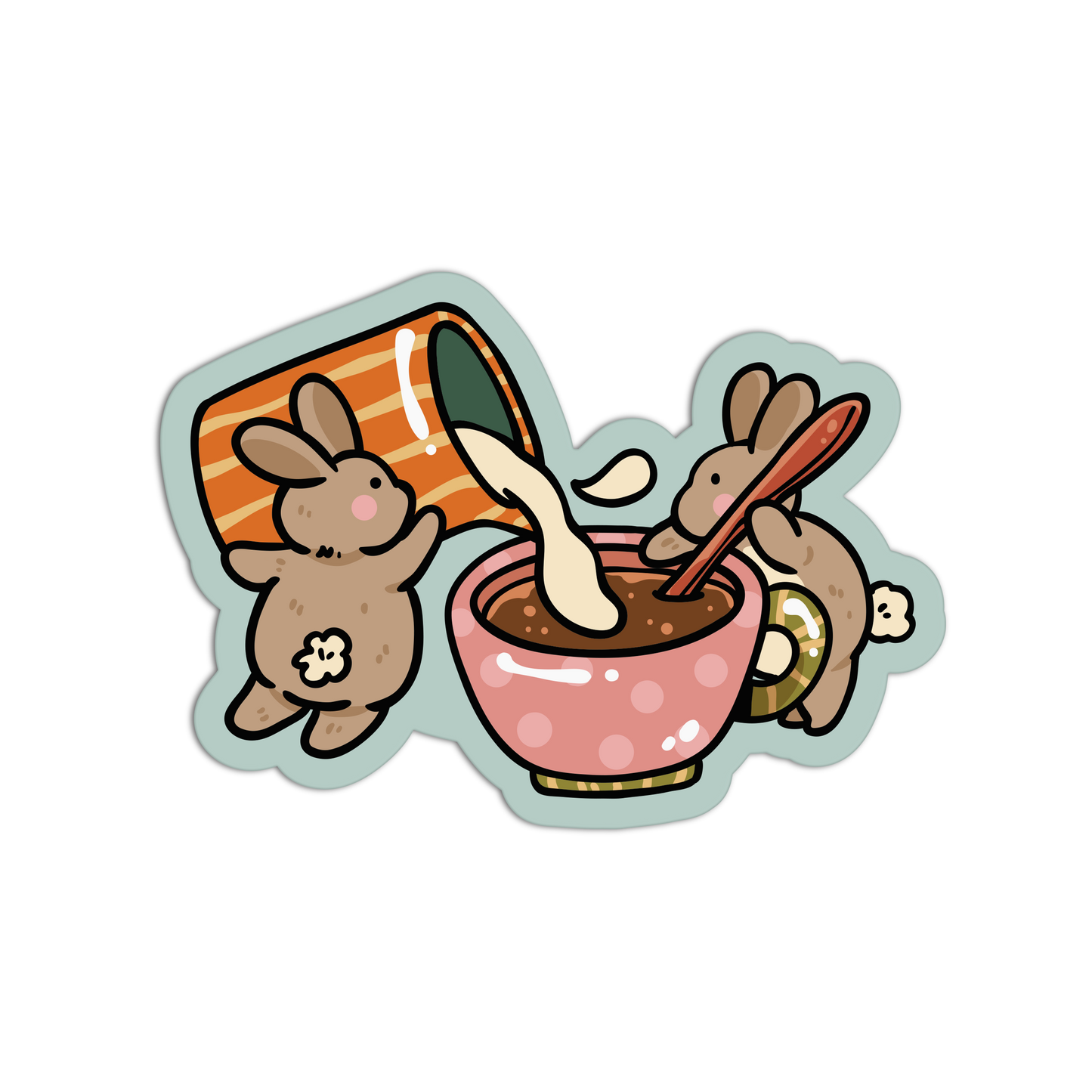 Bunnies Pouring Coquette Coffee Matcha Sticker