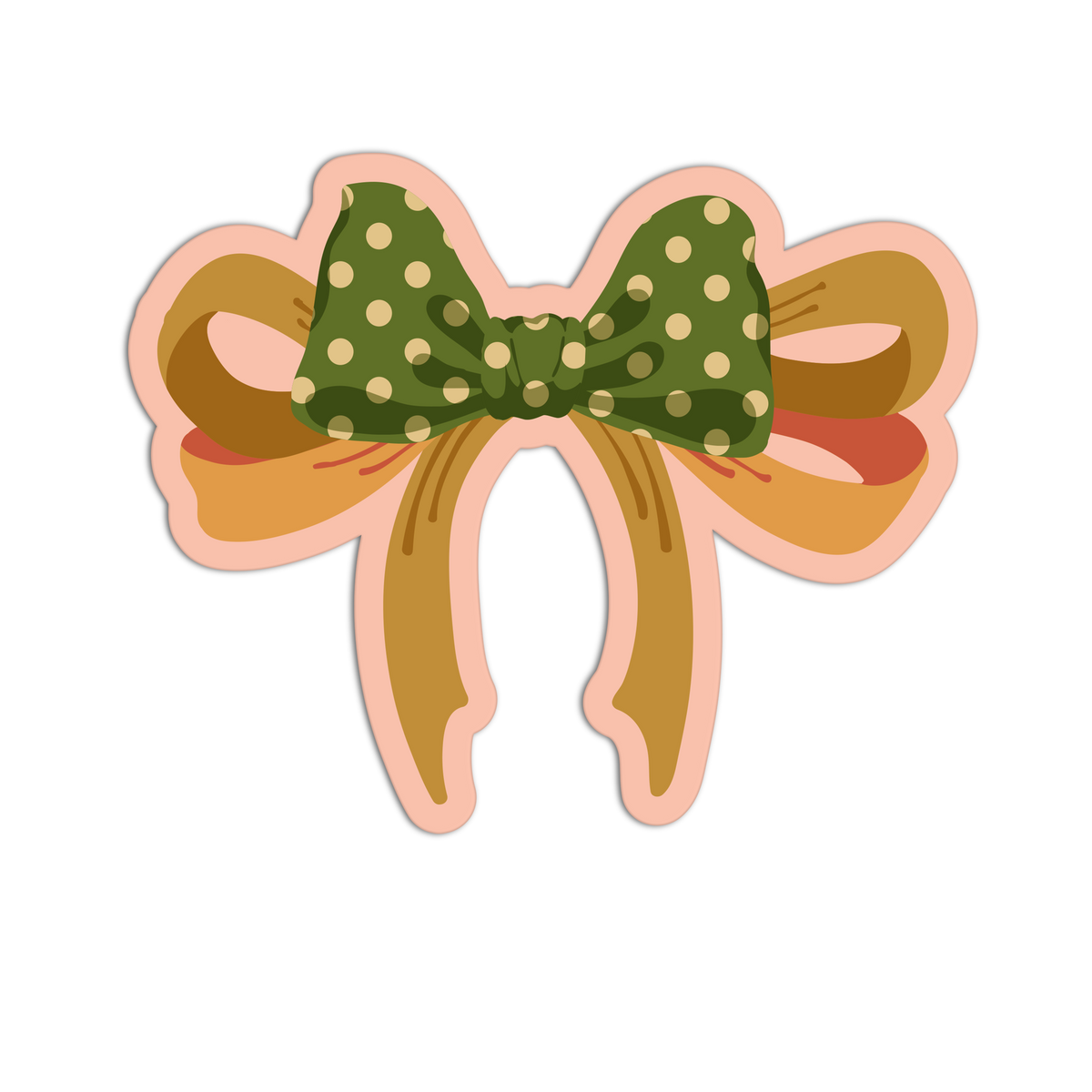 Olive Polka Fall Theme Ribbon Sticker
